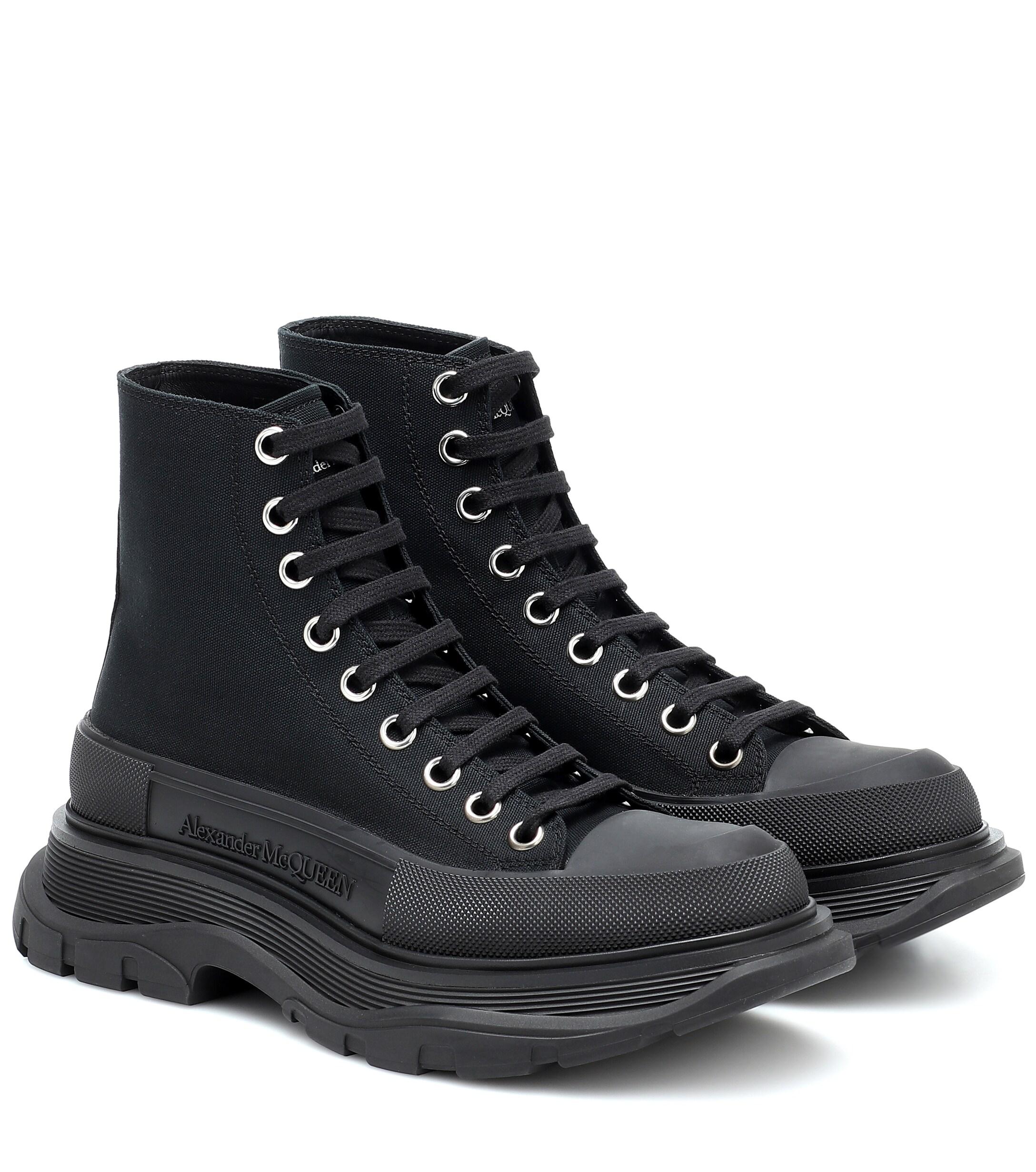 Alexander McQueen Tread Slick Canvas Sneakers in Black - Lyst