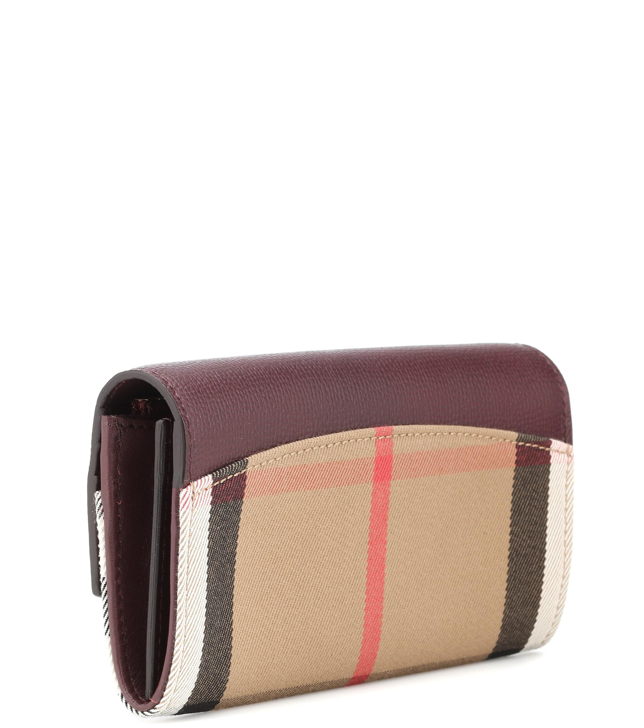 Burberry House Check And Leather Wallet - Lyst