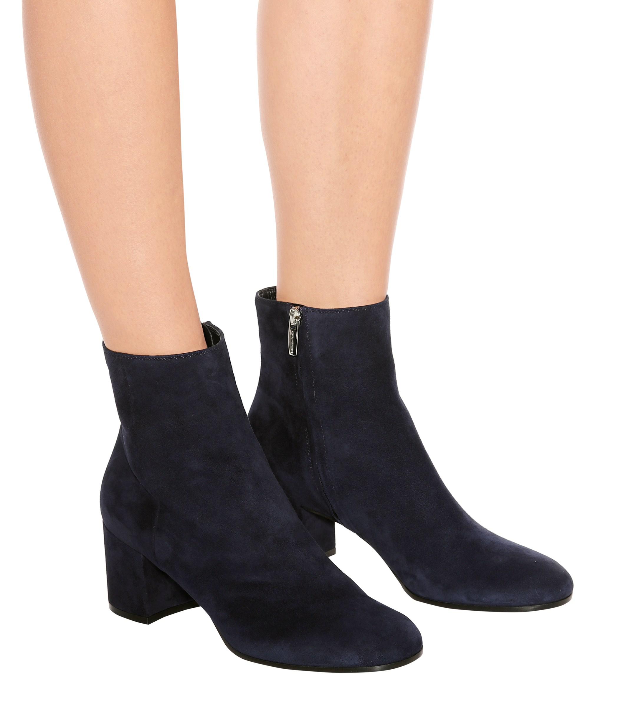 Gianvito Rossi Margaux Mid Suede Ankle Boots in Blue - Lyst