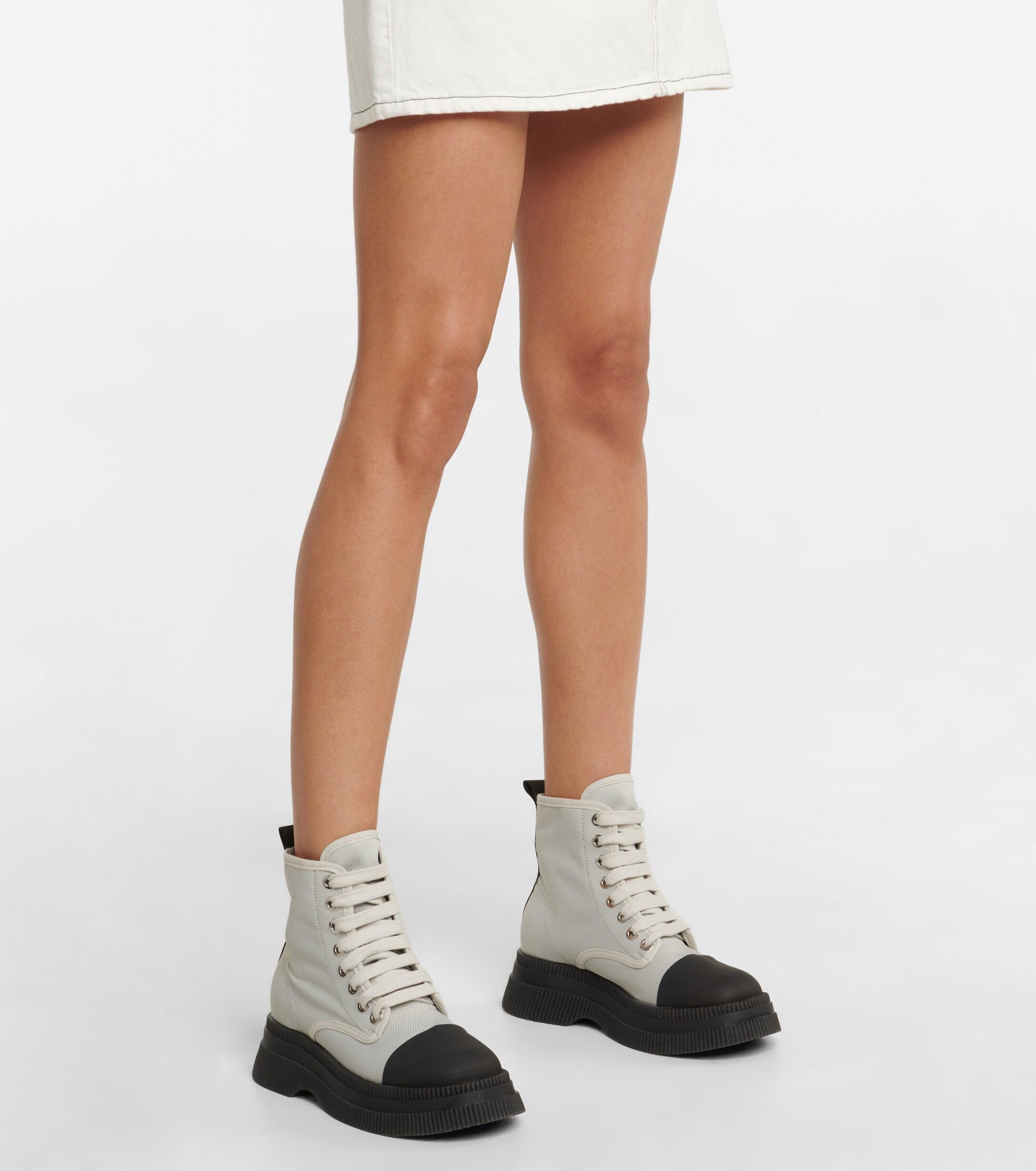 Ganni Canvas Lace-up Boots