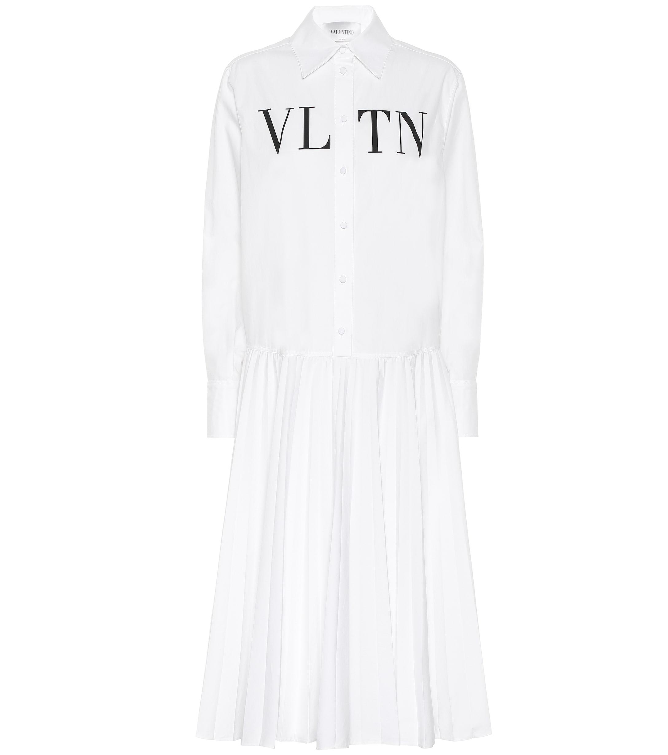 Valentino Vltn Cotton Shirt Dress in White - Lyst