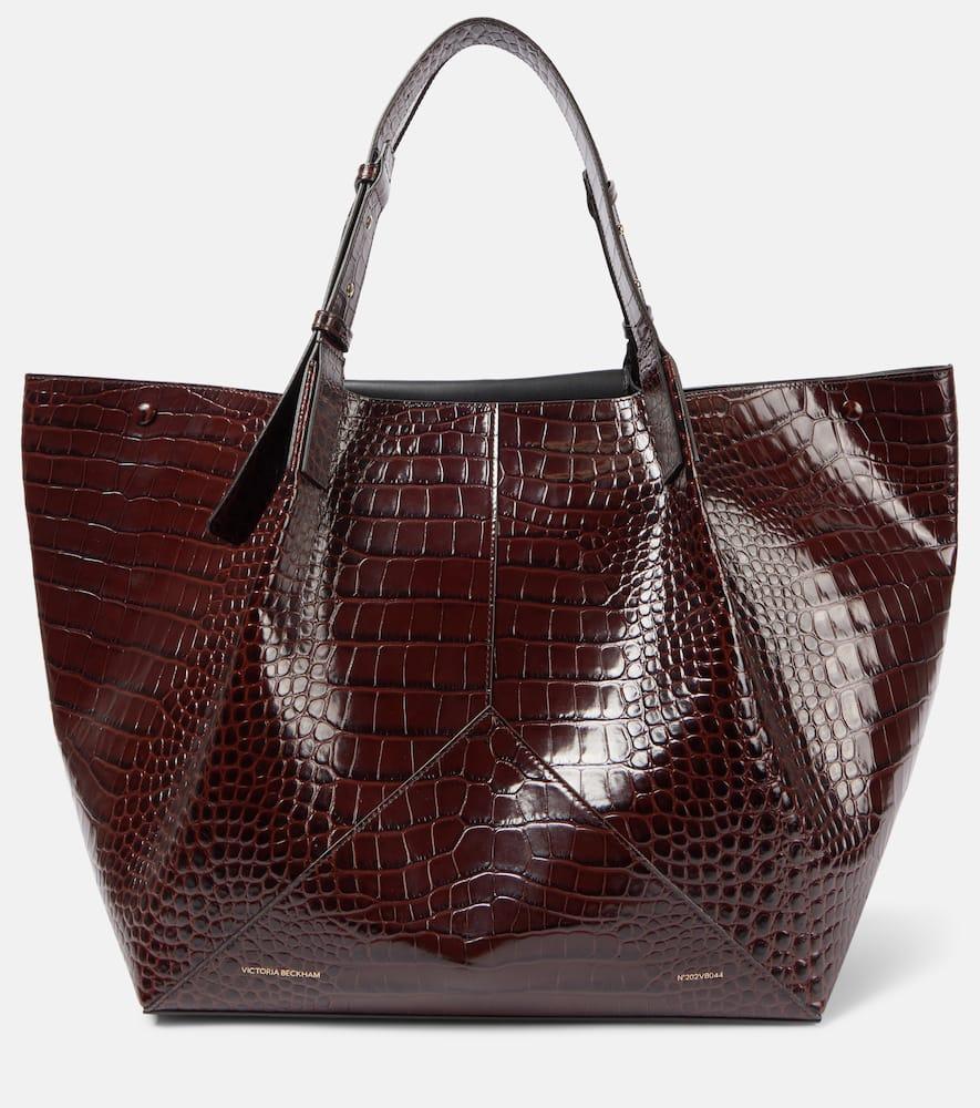 Victoria Beckham W11 Large Croc-Effect Leather Tote Bag in Brown Victoria Beckham W11 Large Croc-Effect Leather Tote Bag in Brown