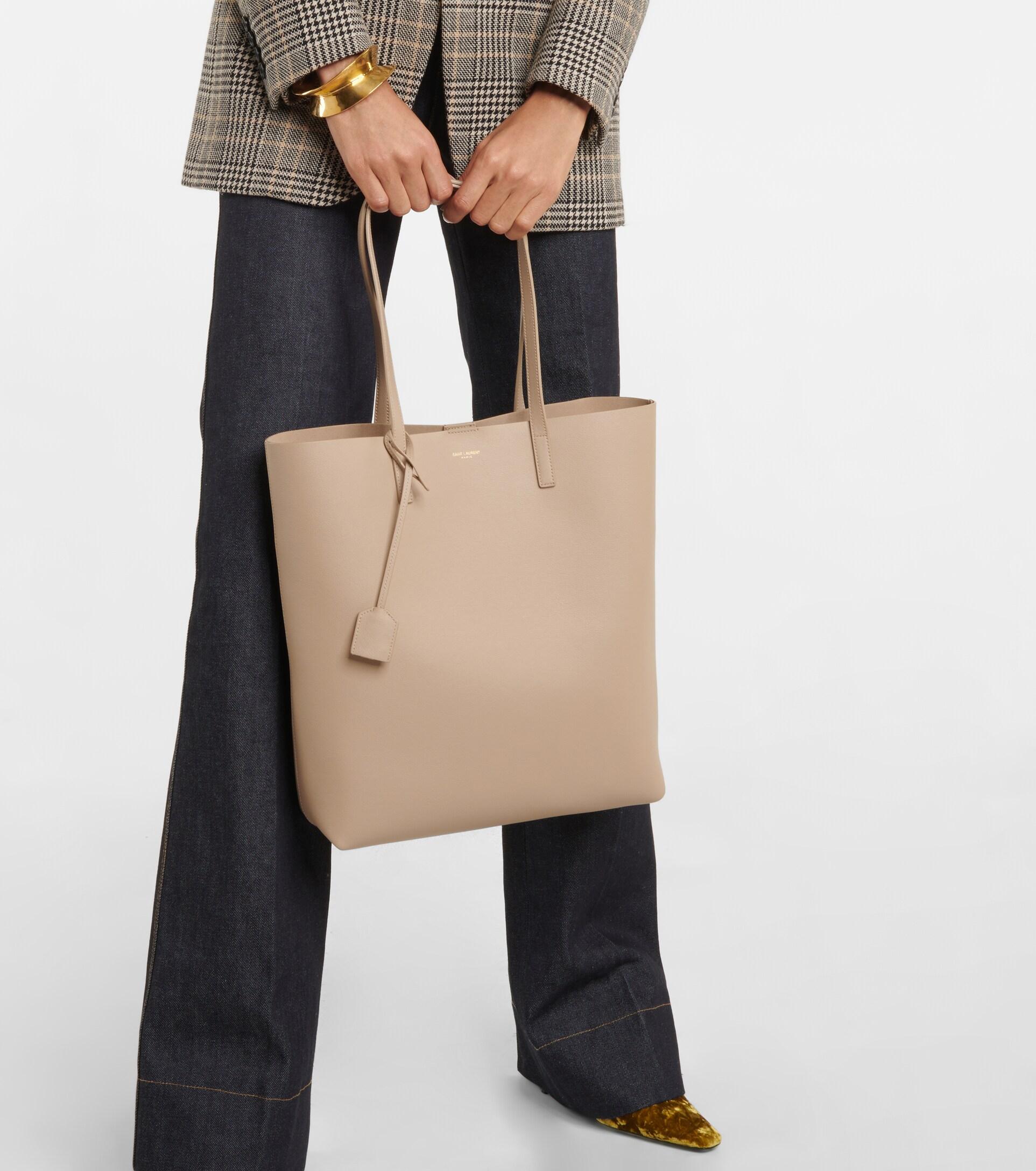 Saint Laurent Shopping N/s Leather Tote Bag in Natural | Lyst