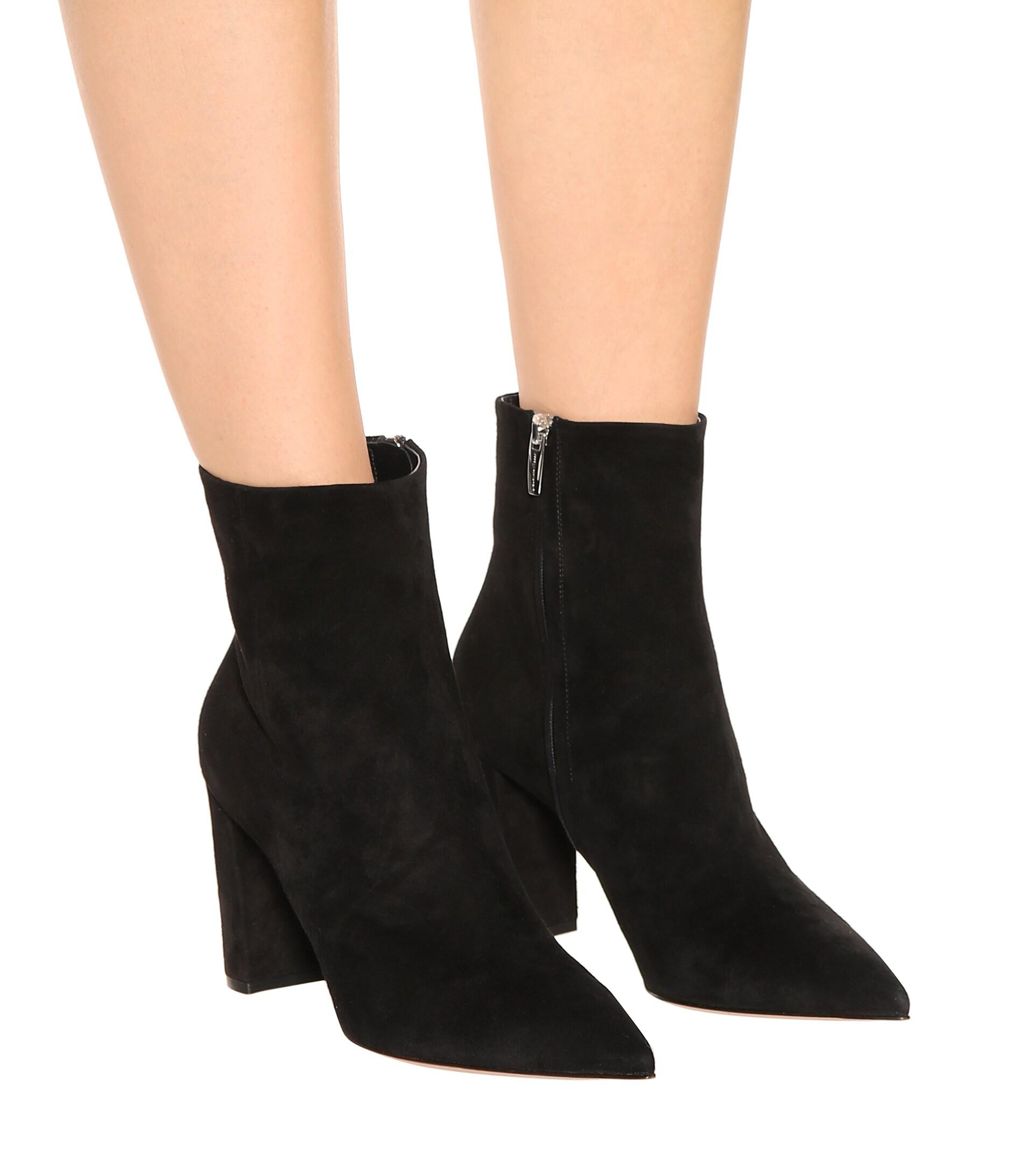 Gianvito Rossi Piper 85 Suede Ankle Boots in Black | Lyst