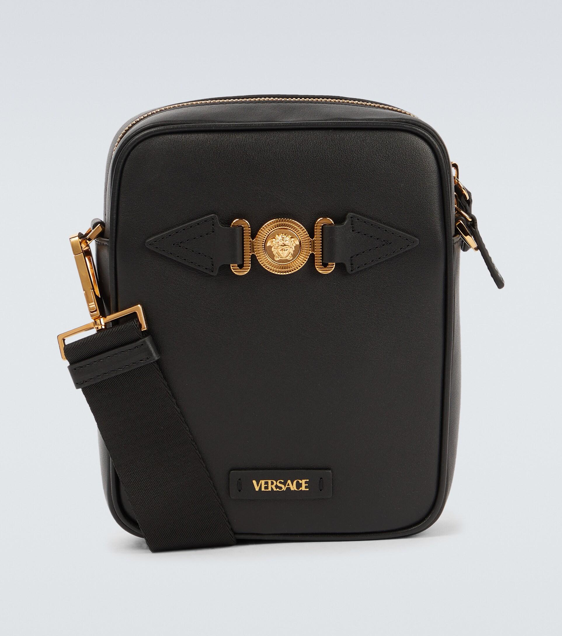 Versace Medusa Embellished Leather Crossbody Bag for Men | Lyst