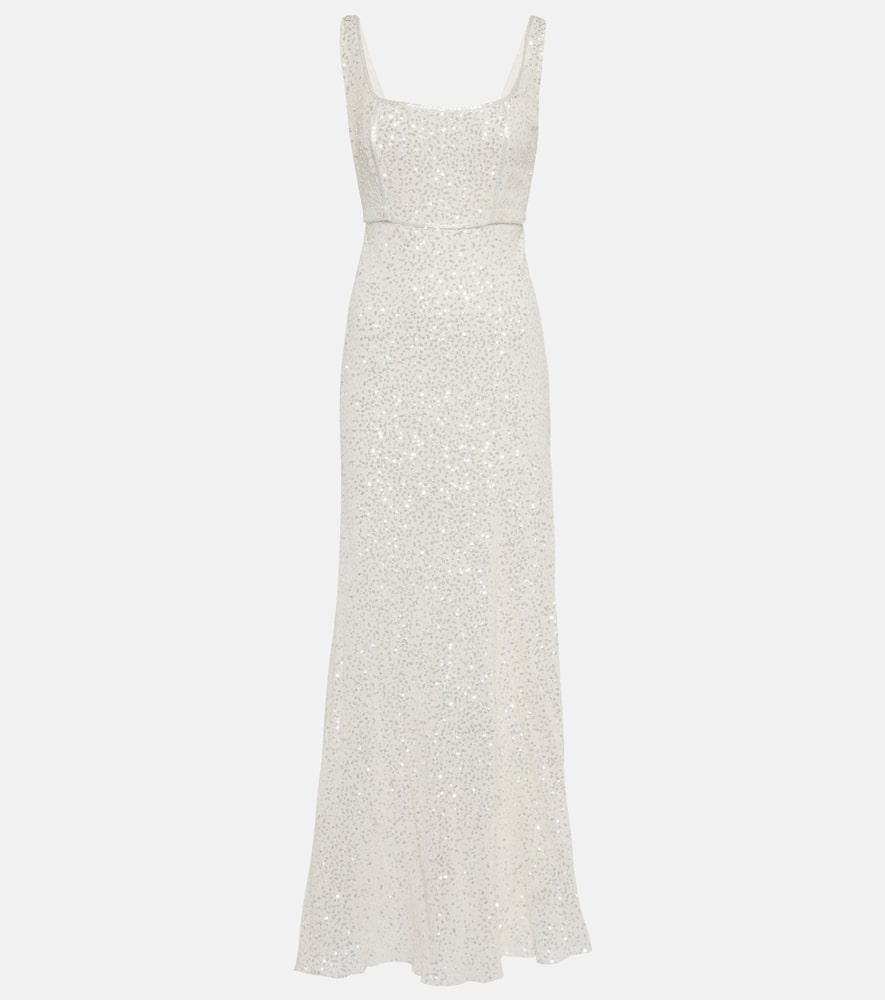 RIXO London Bridal Megan Sequined Maxi Dress in White | Lyst