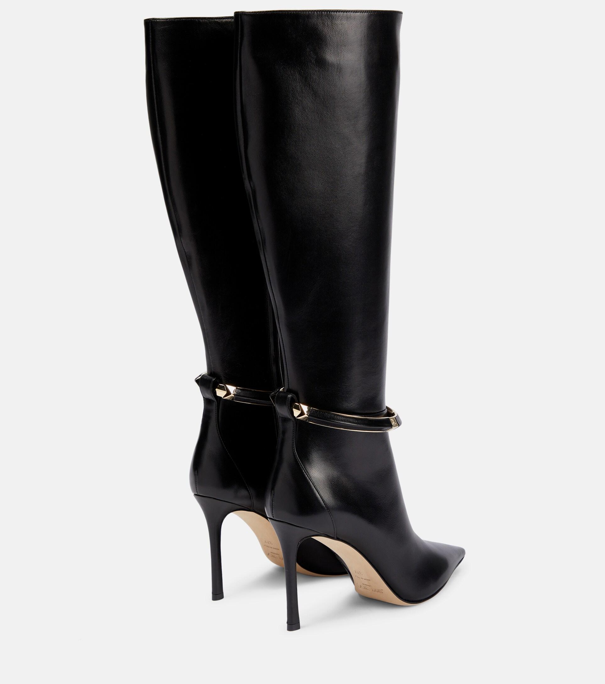 Jimmy Choo Dreece Leather Knee-high Boots in Black | Lyst