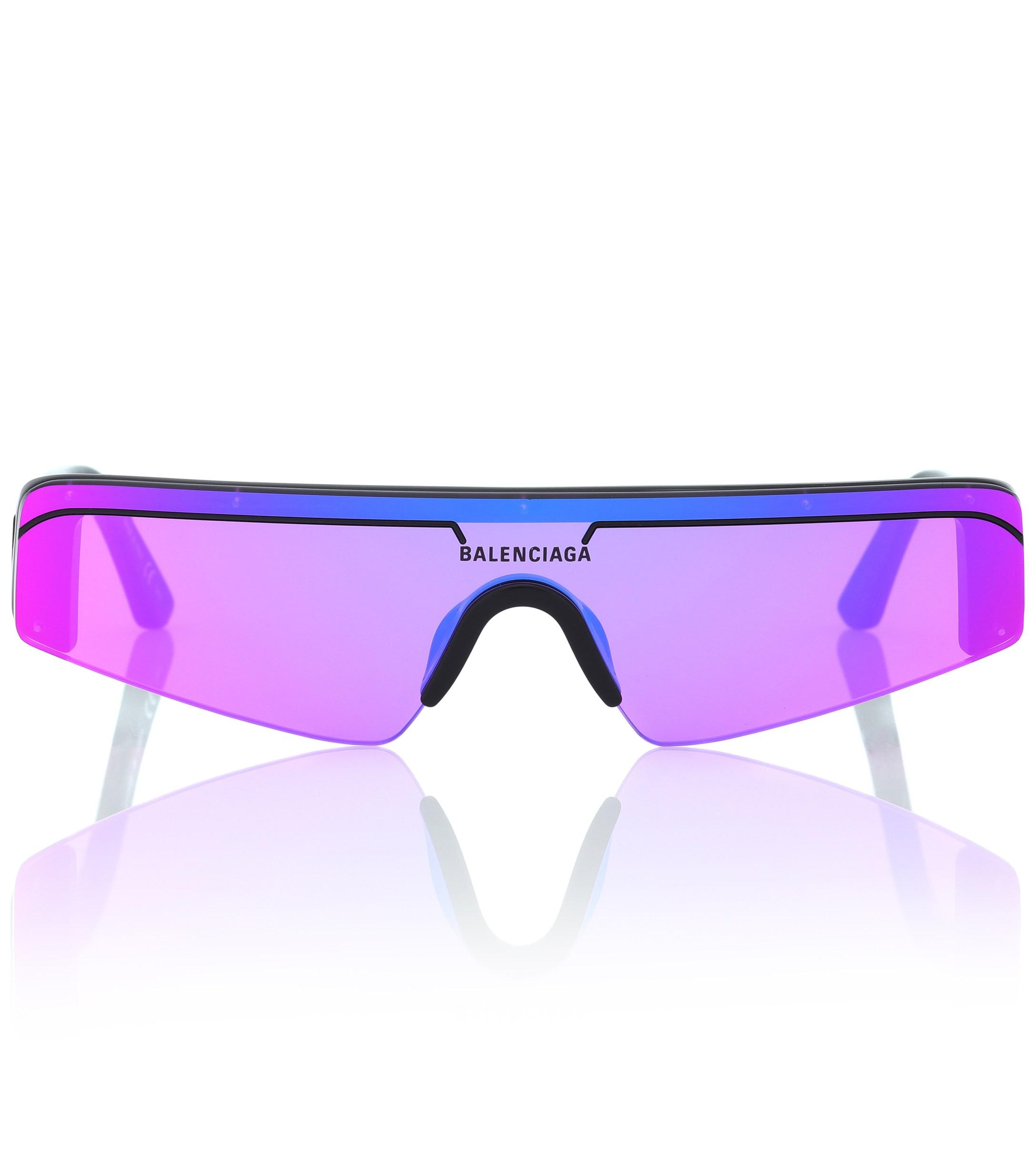 Balenciaga Ski Rectangle Sunglasses in Purple | Lyst