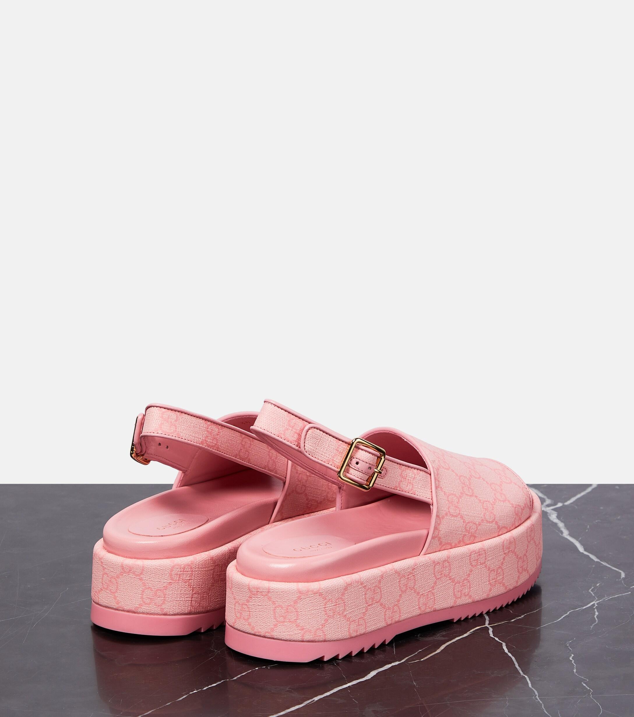 Gucci Angelina GG Supreme Platform Sandals in Pink | Lyst UK