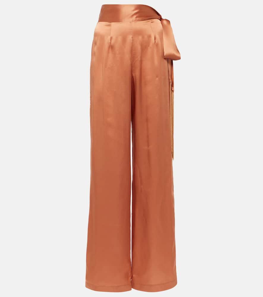 Taller Marmo fringe-detailing zip-up flared trousers - Blue