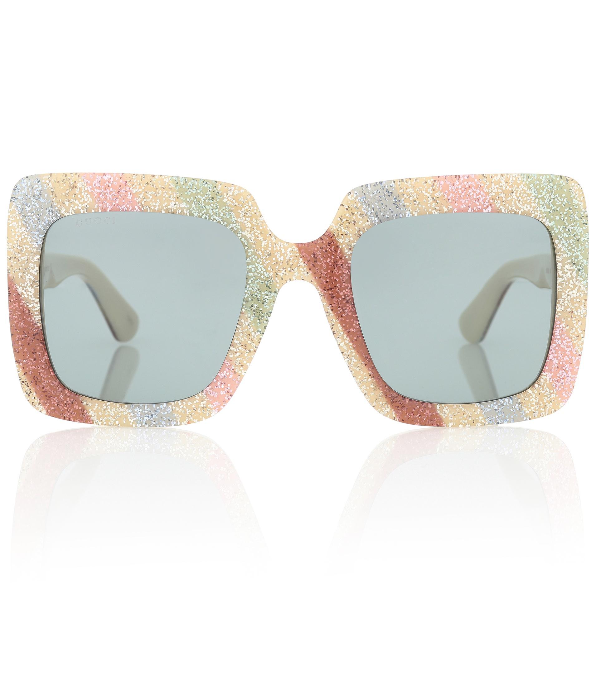 Occhiali da sole squadrati con glitterGucci in Materiale sintetico di  colore Blu | Lyst