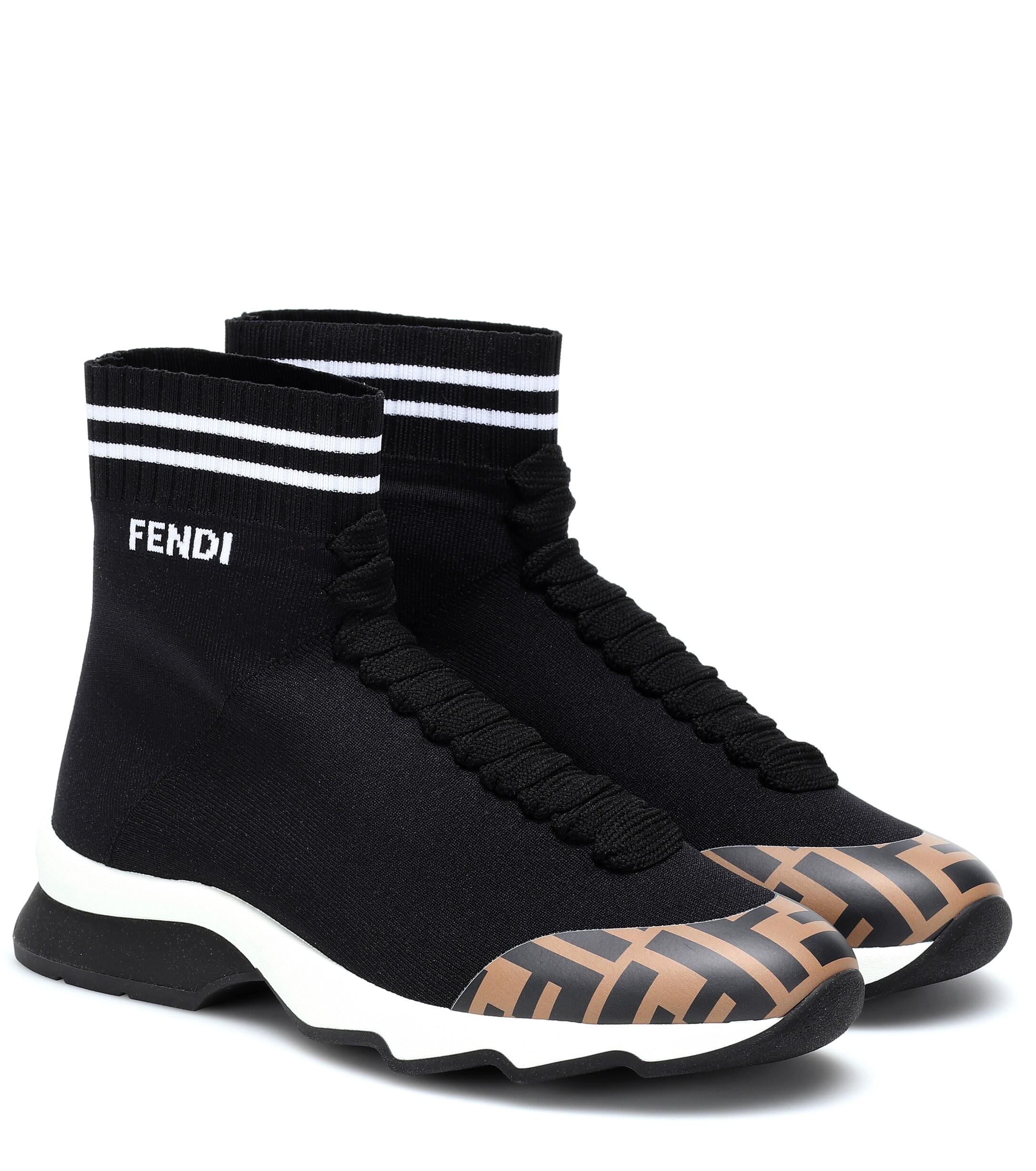 Fendi Synthetic Sock Sneakers in Black - Lyst