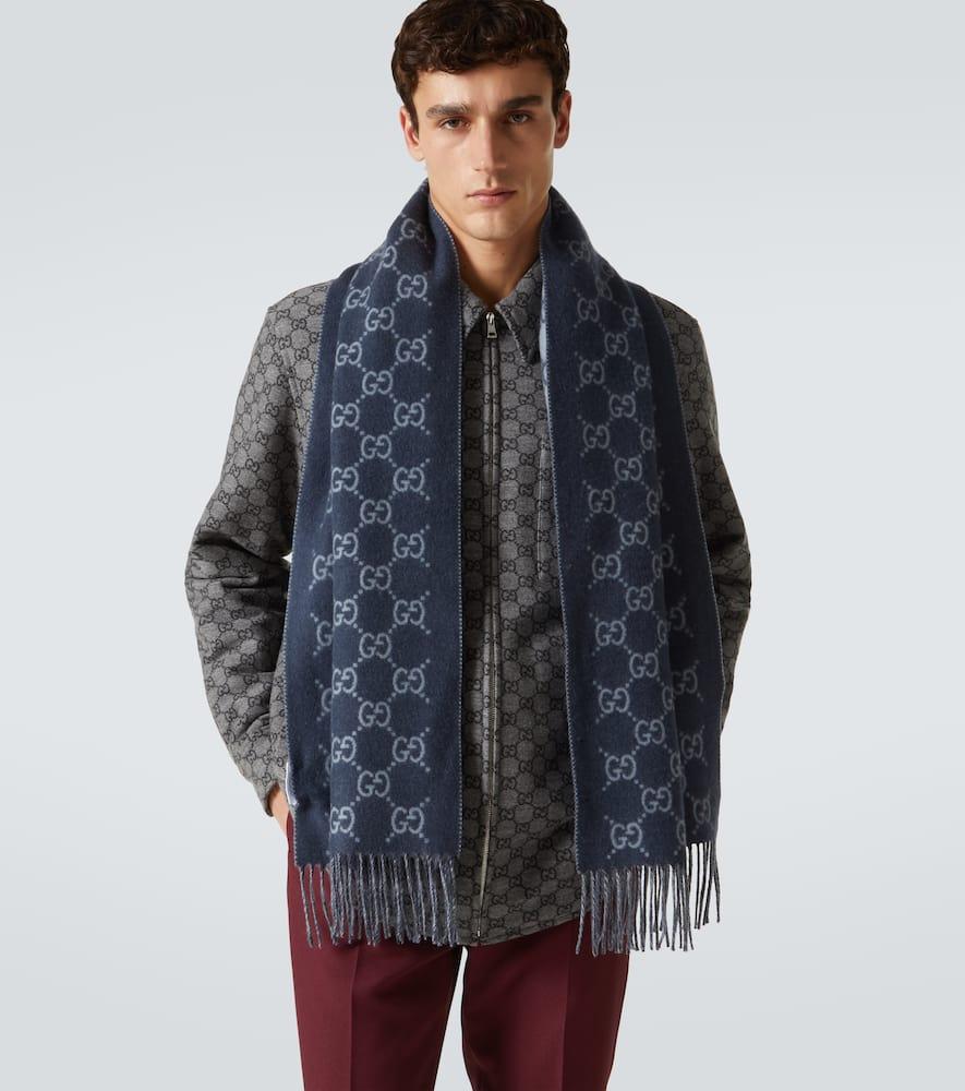 Gucci Scarf Men Blue Gucci Gg Cashmere Scarf In Blue For Men Lyst UK