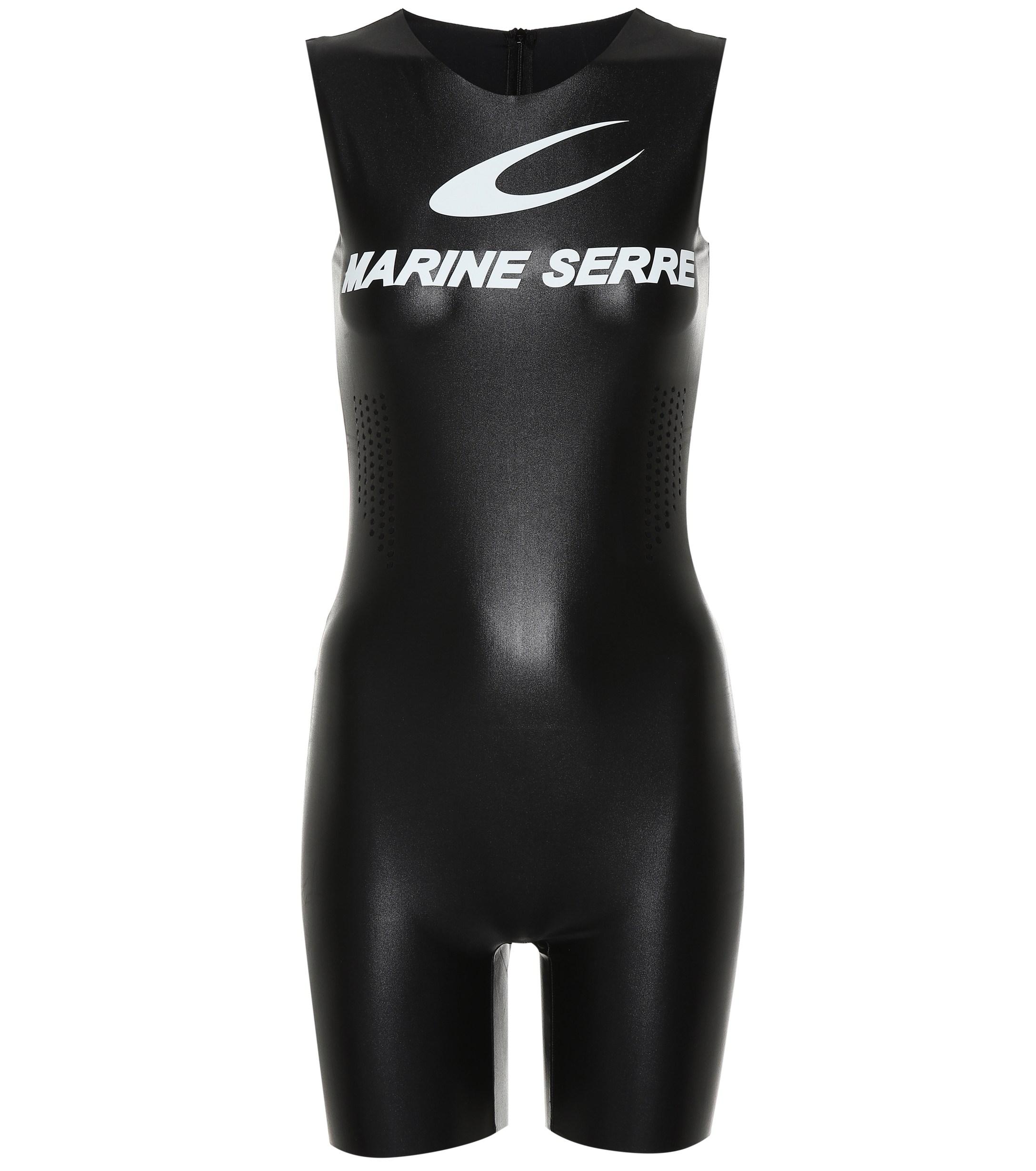 Marine Serre Perforated Logo Bodysuit in Black - Lyst