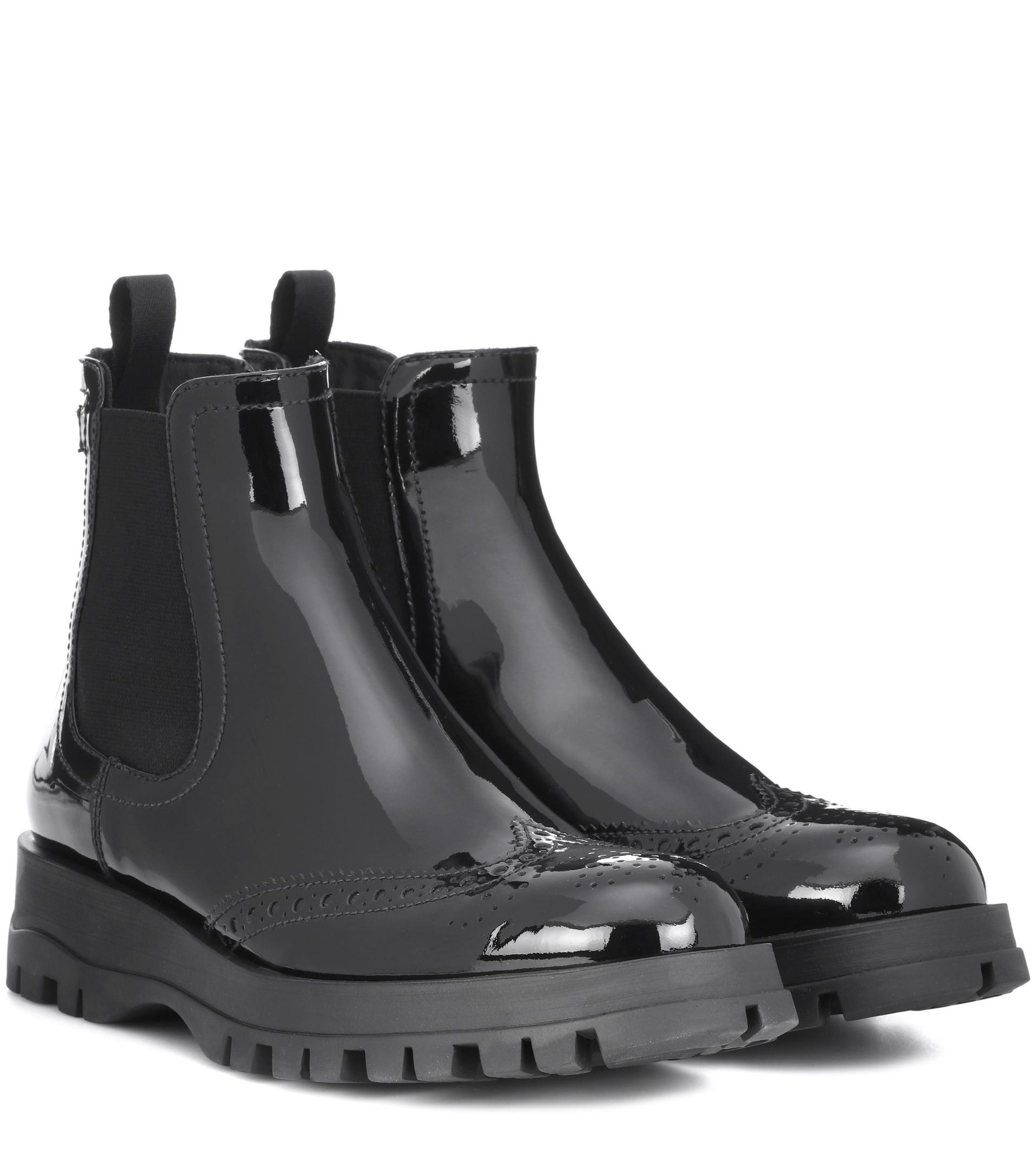prada patent leather ankle boots