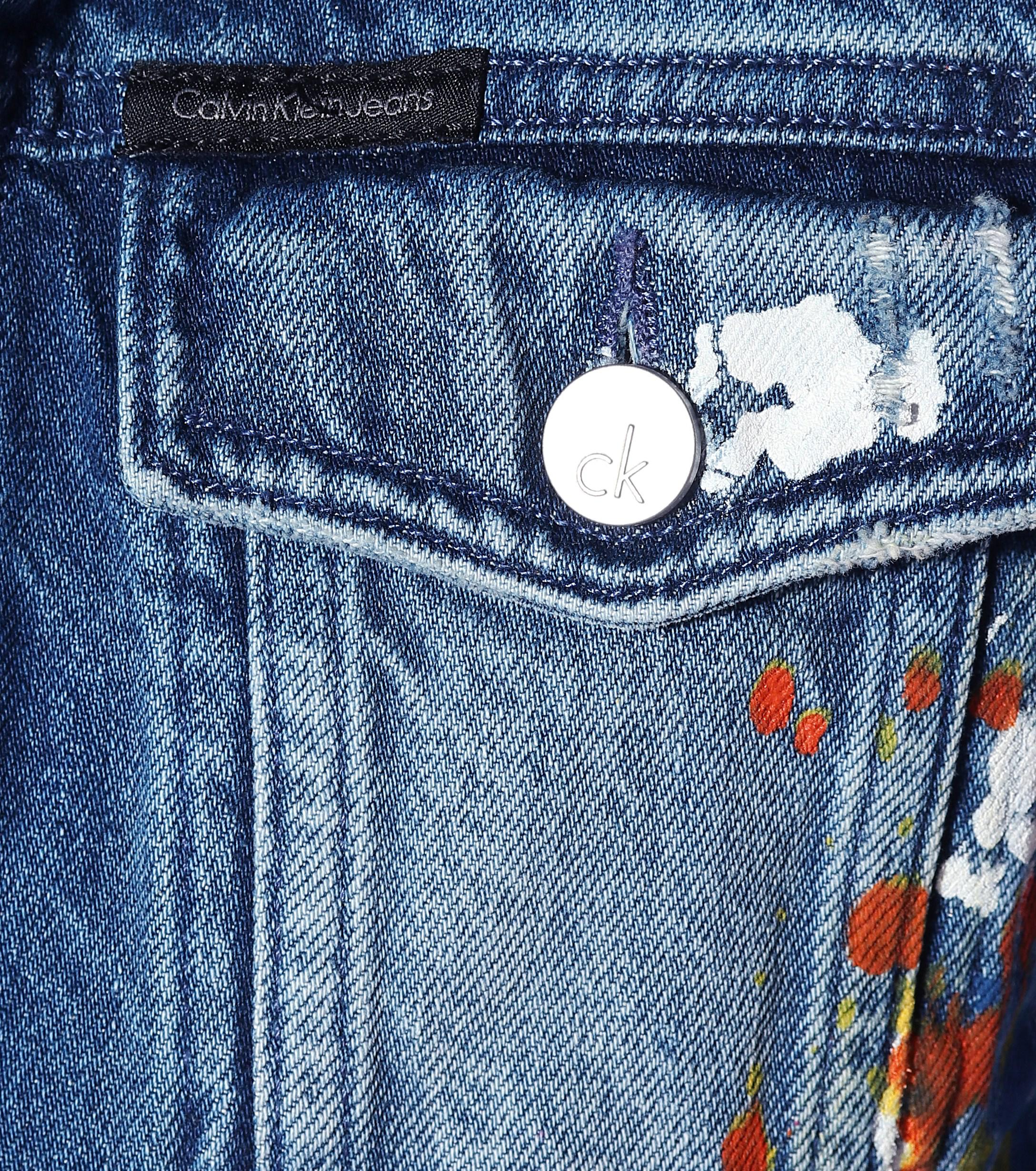 Calvin Klein Paint Splatter Denim Jacket in Blue - Lyst
