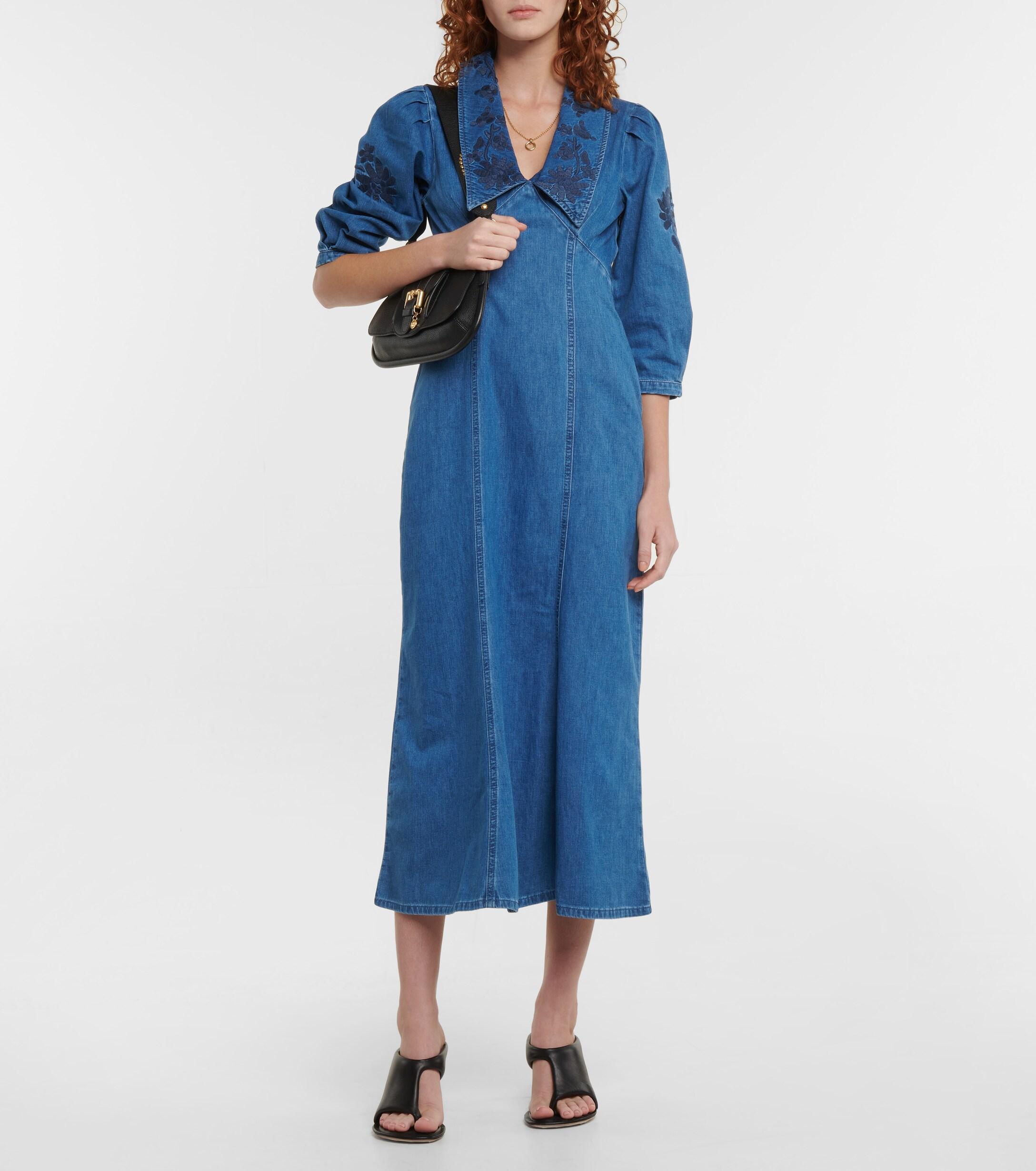 rixo denim dress Rent Rixo Blue Dress UK 10
