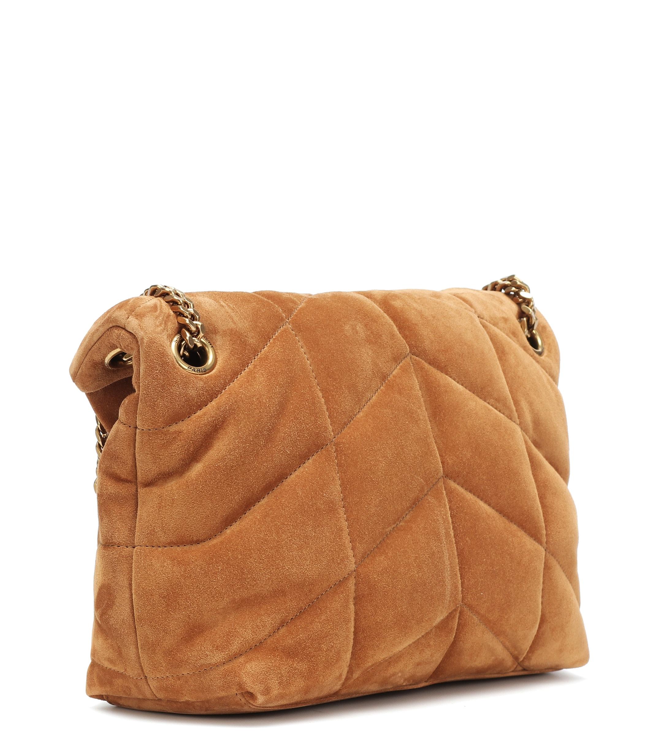 Loulou Puffer small suede-trimmed quilted denim shoulder bag