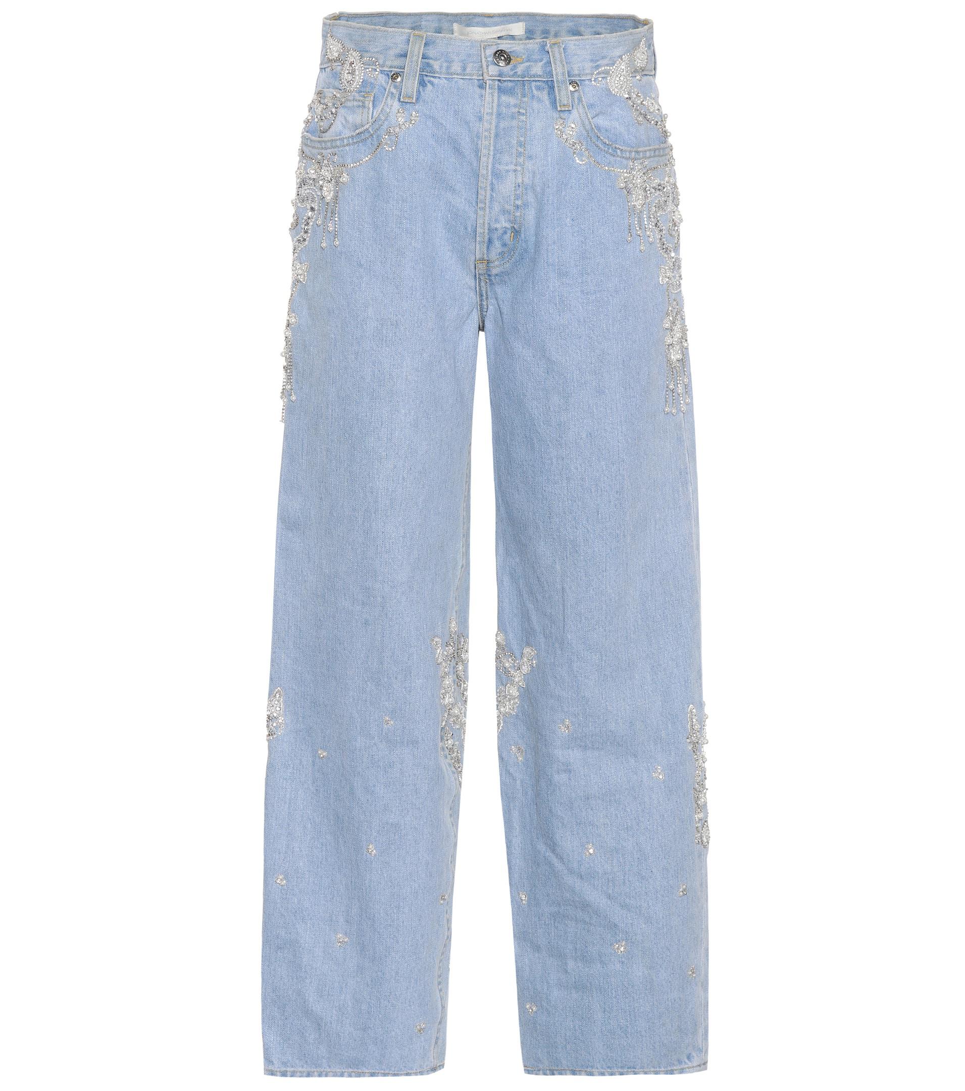 Jonathan Simkhai Denim Embellished Jeans in Blue - Lyst