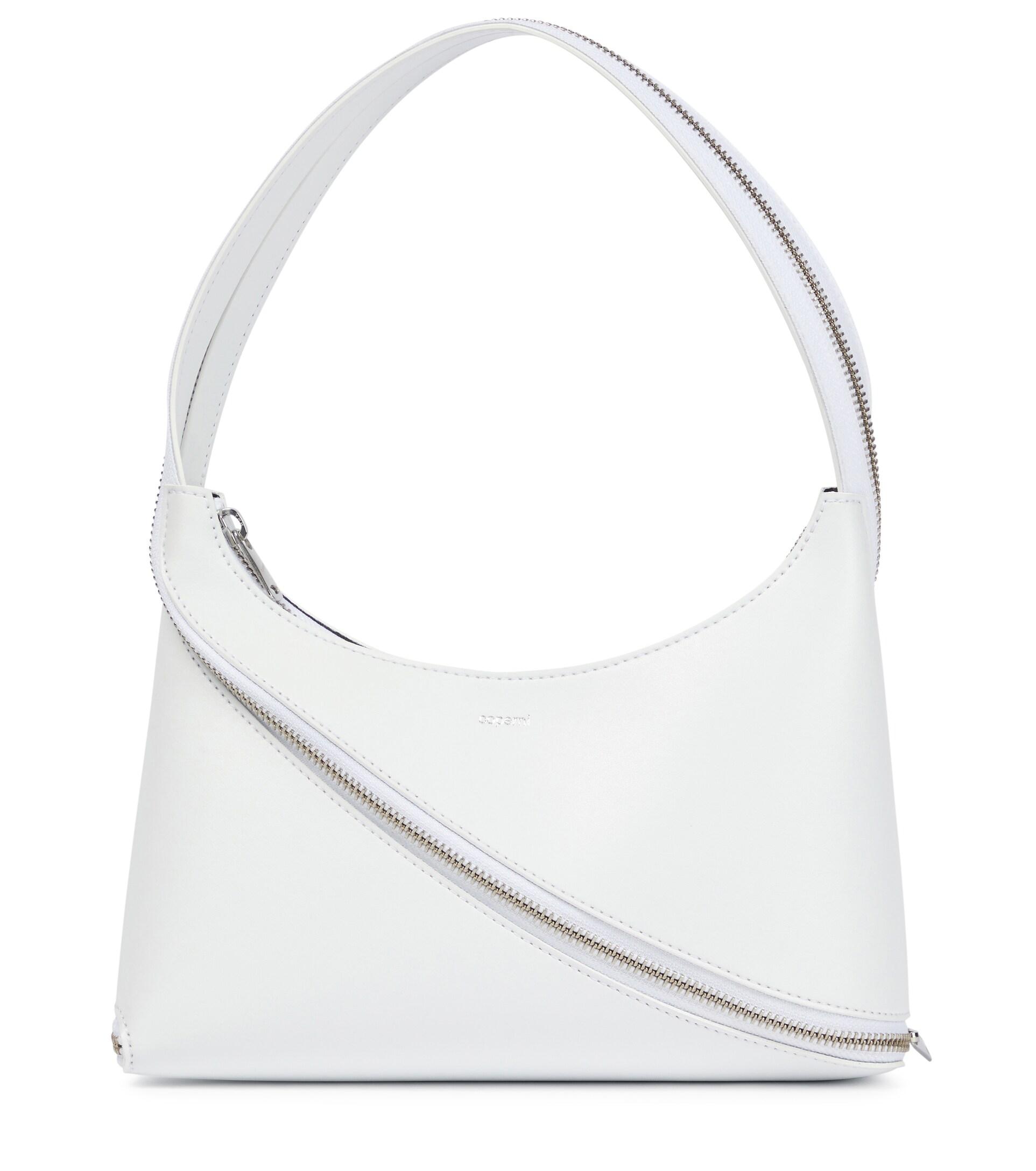 Coperni Zip Faux Leather Baguette Shoulder Bag in White | Lyst