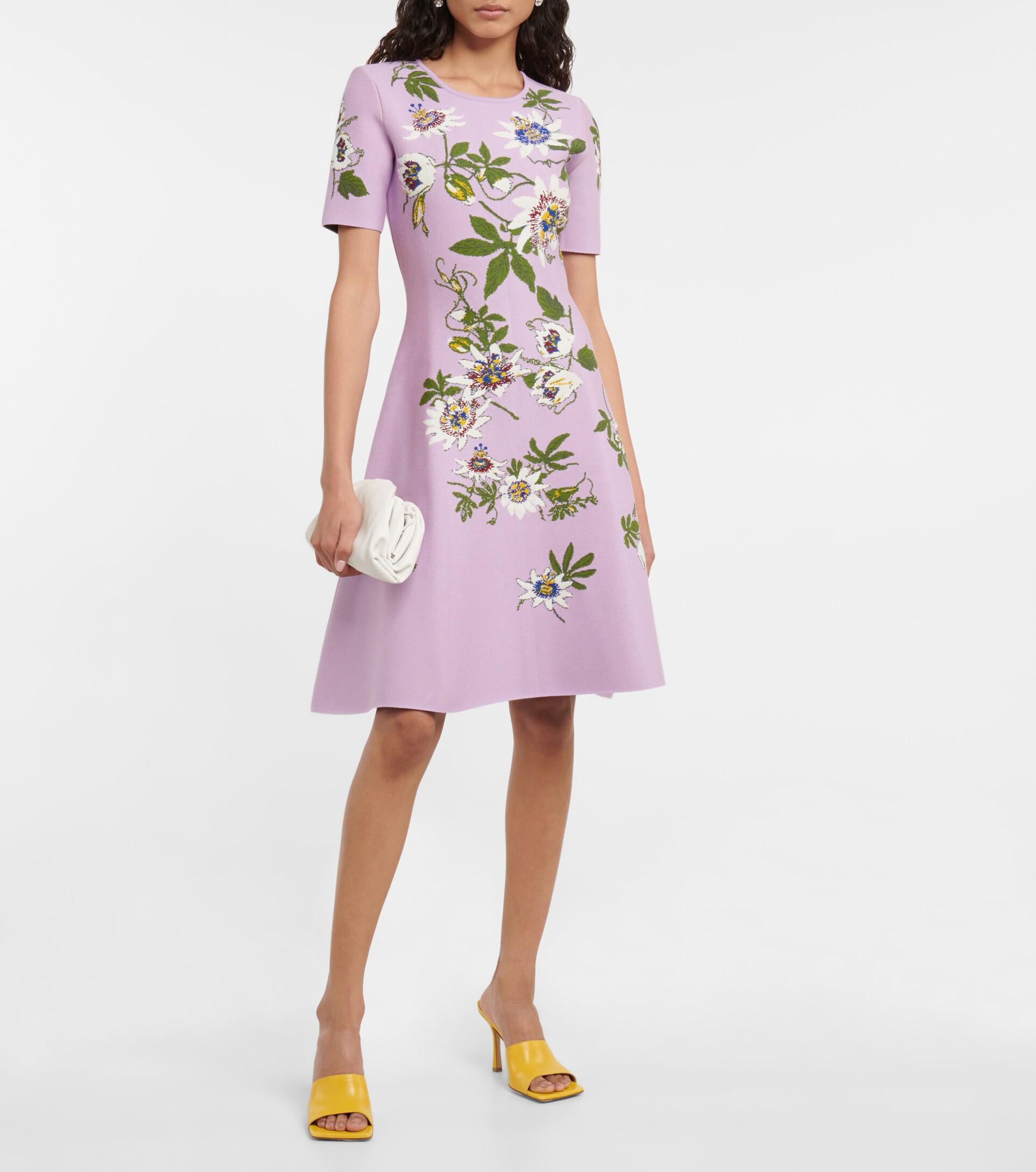 Oscar de la Renta Floral Jacquard Knit Minidress in Purple | Lyst