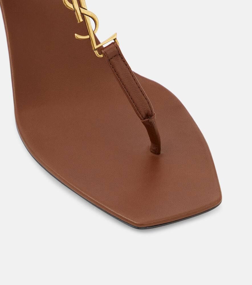Saint Laurent Cassandra 60 Leather Thong Sandals in Brown Lyst