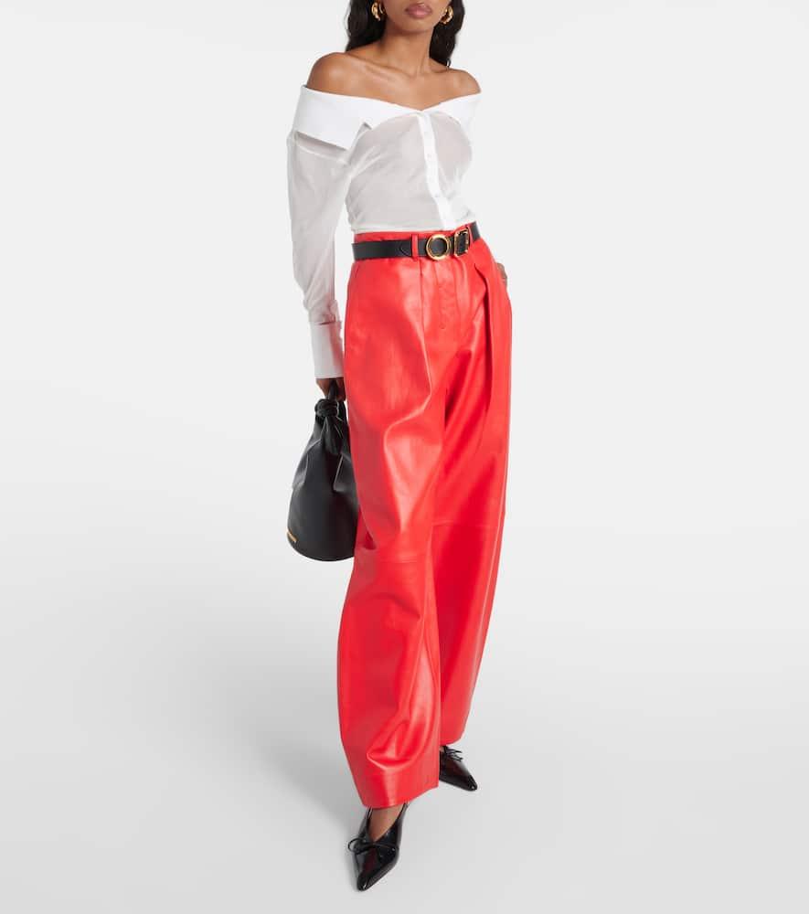 ETRO wide-leg leather trousers - Red