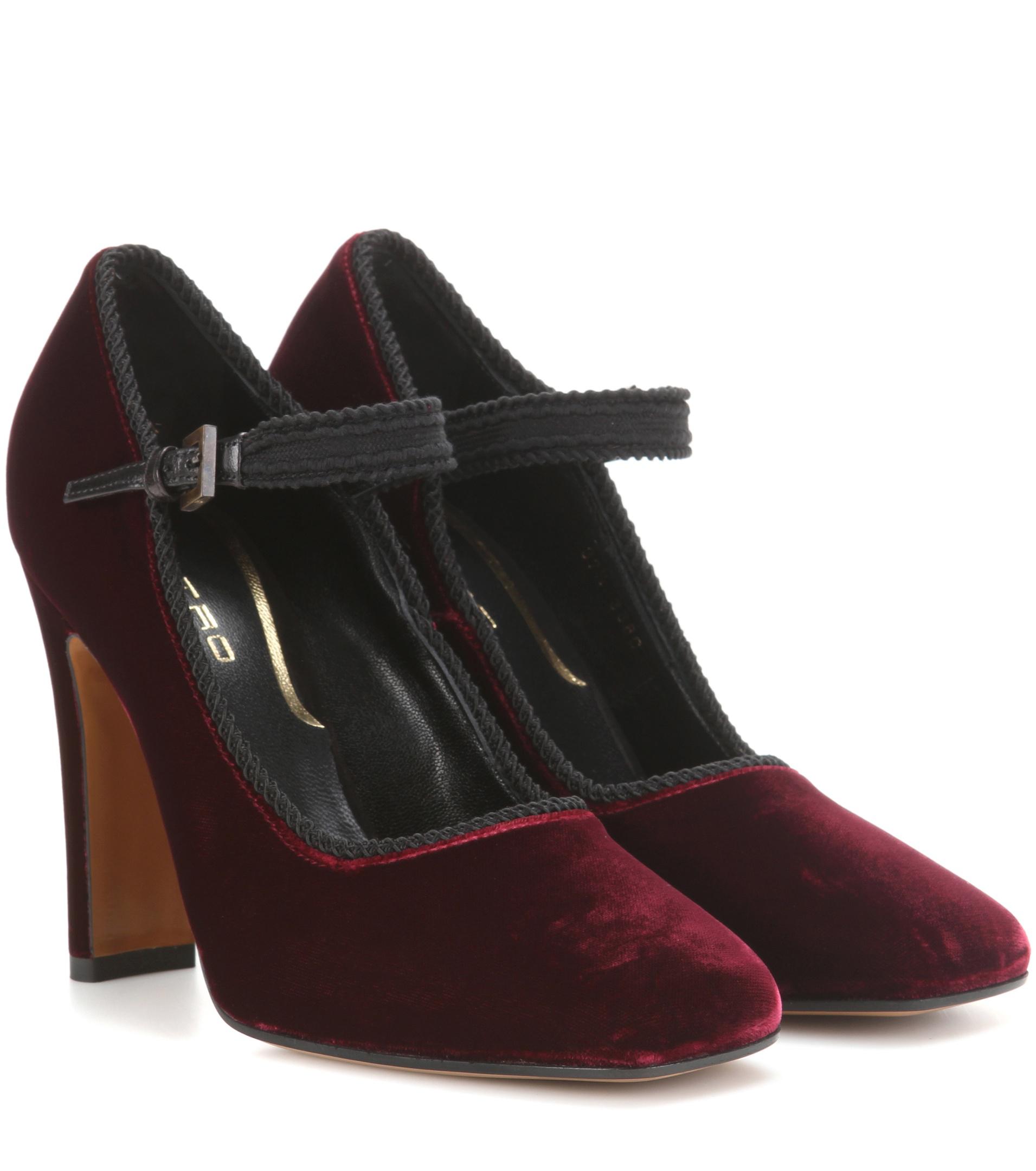 Etro Velvet Mary Jane Pumps in Red Lyst