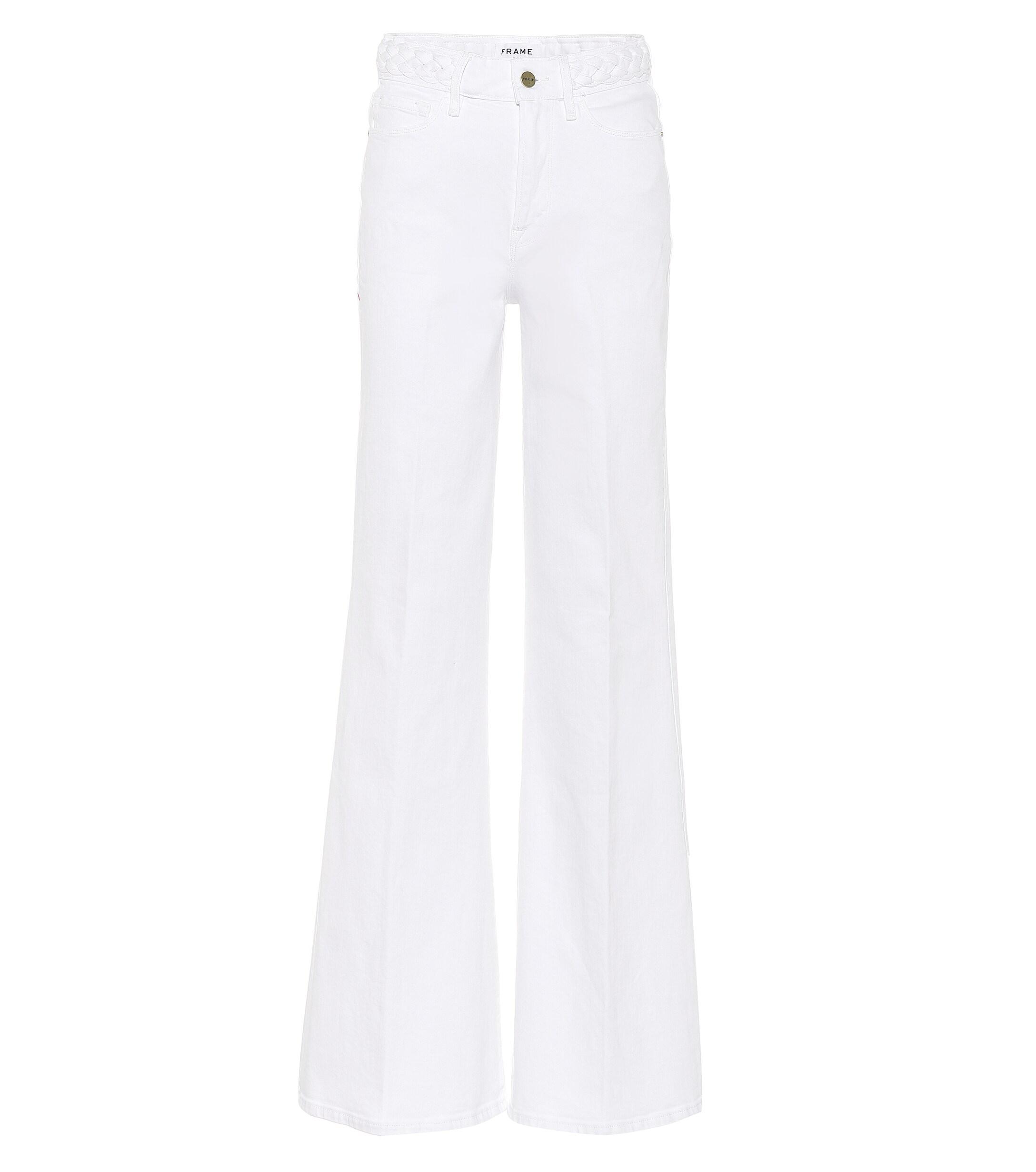 FRAME Denim Le Palazzo High-rise Wide-leg Jeans in White - Lyst