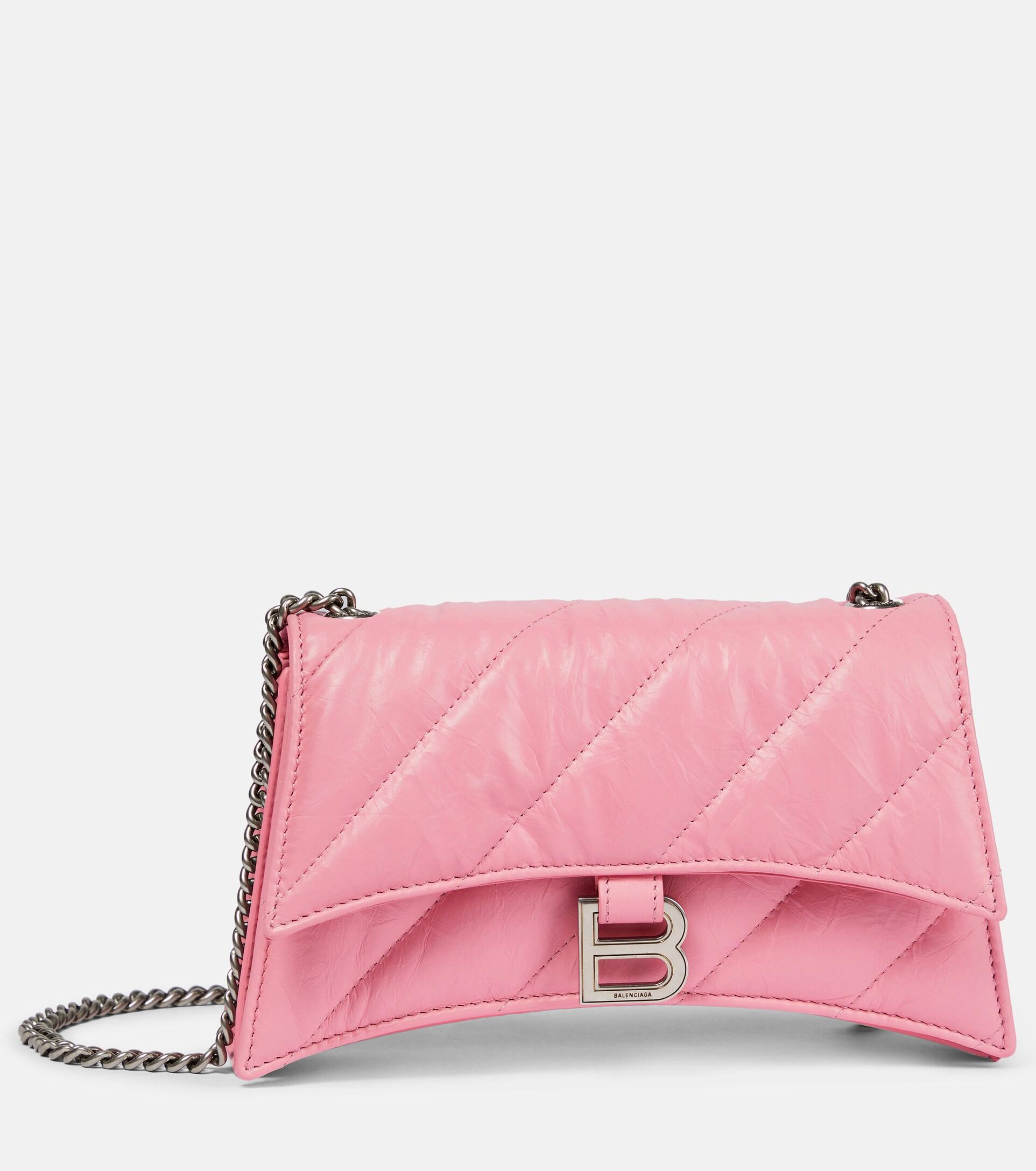 Balenciaga Crush Mini Quilted Leather Crossbody Bag in Pink Lyst