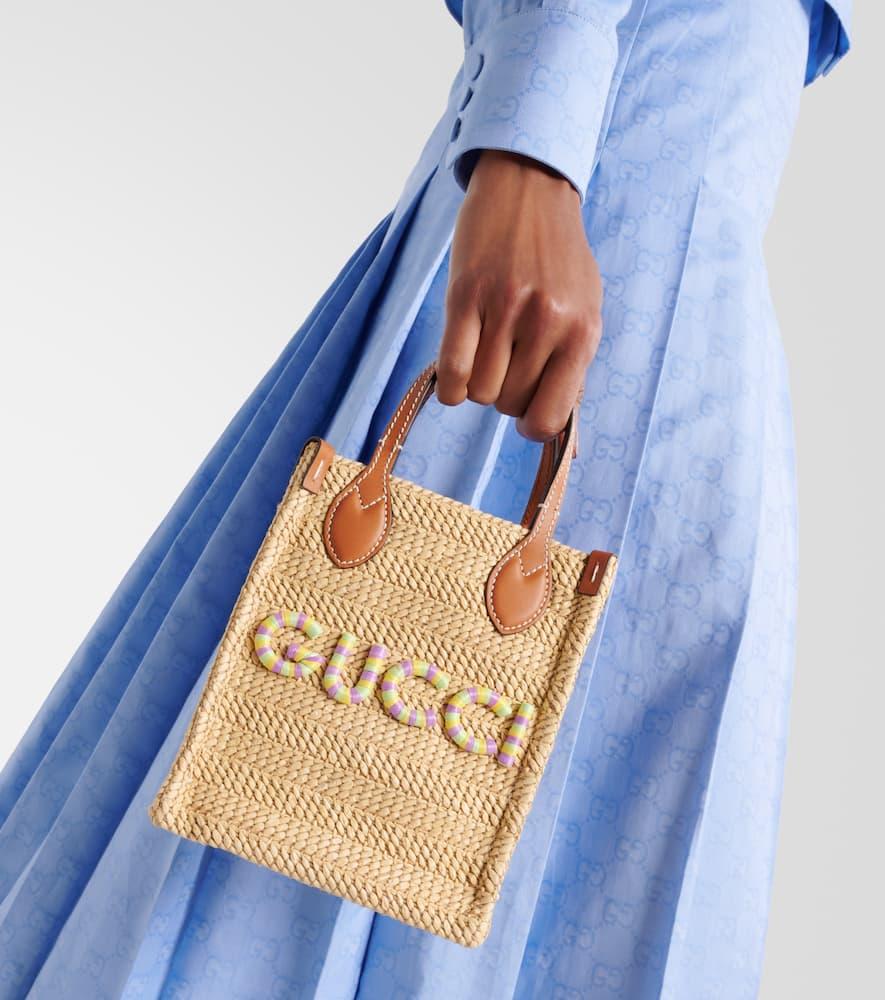 【関税込み】gucci Mini logo shopping bag Gucci Mini logo leather-trimmed canvas tote bag Gucci