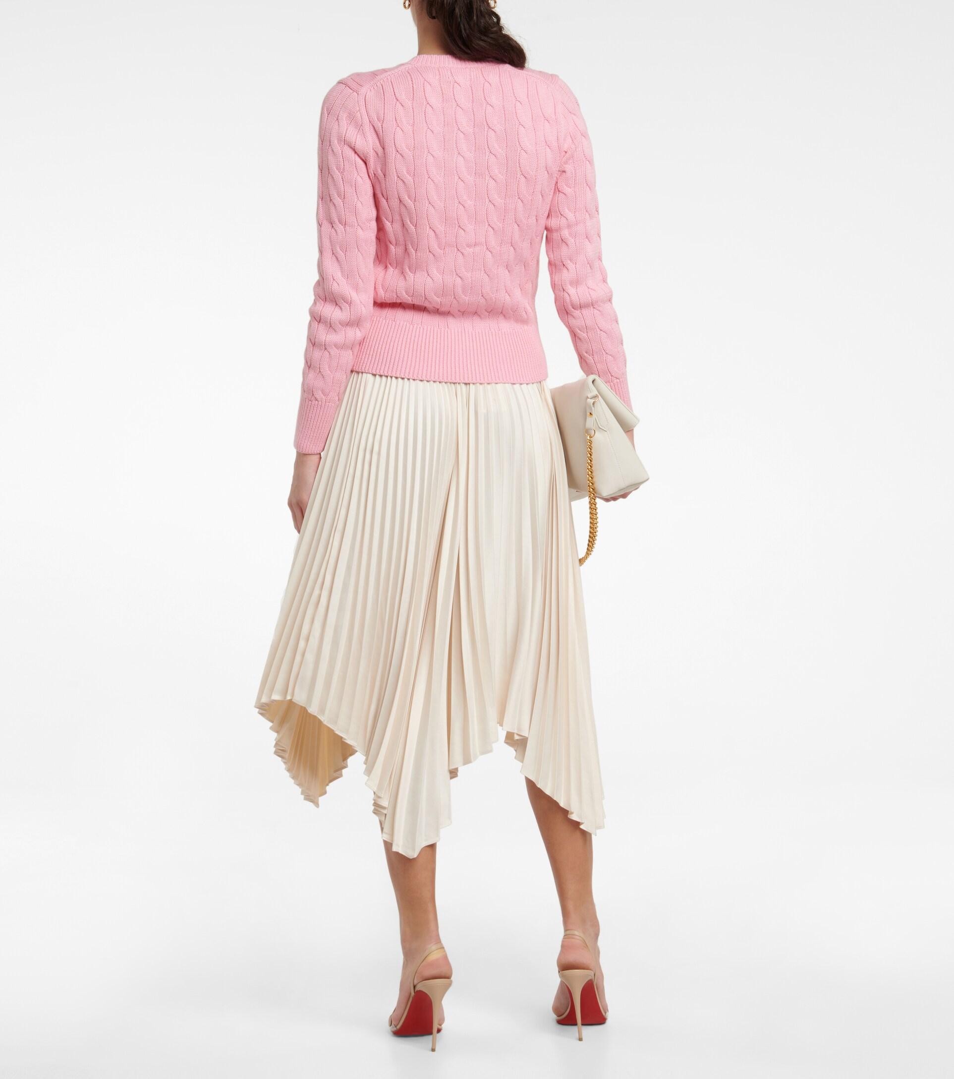 Polo Ralph Lauren Cable-knit Cotton Cardigan in Pink | Lyst