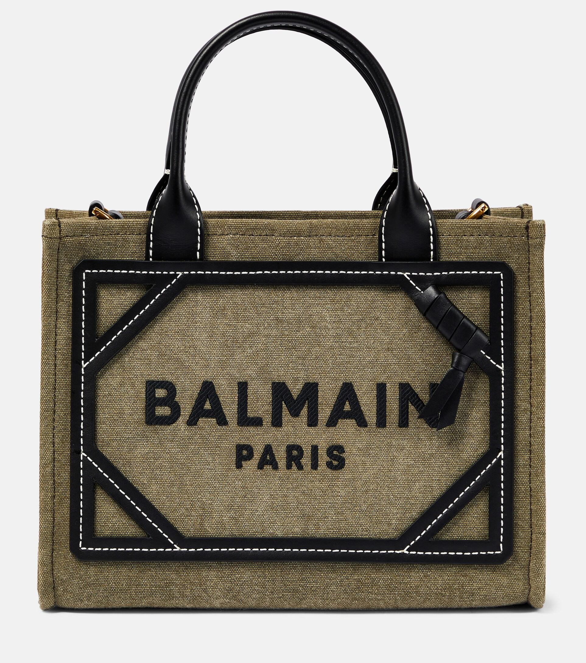 Balmain B-army Small Canvas Tote Bag in Black | Lyst