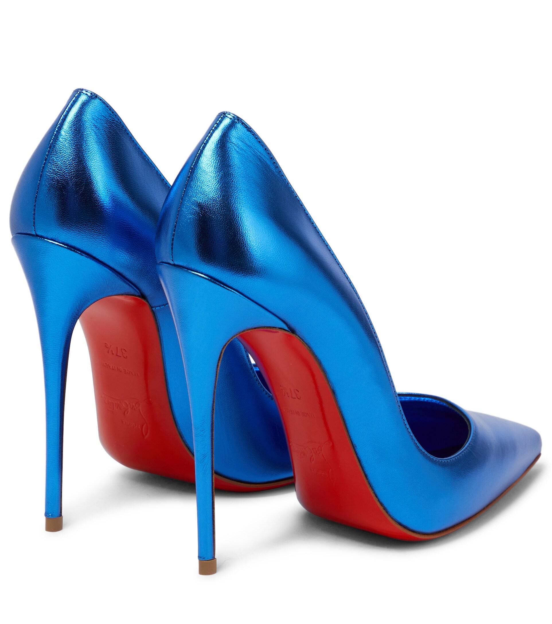 Christian Louboutin So Kate 120 Metallic Leather Pumps in Blue | Lyst