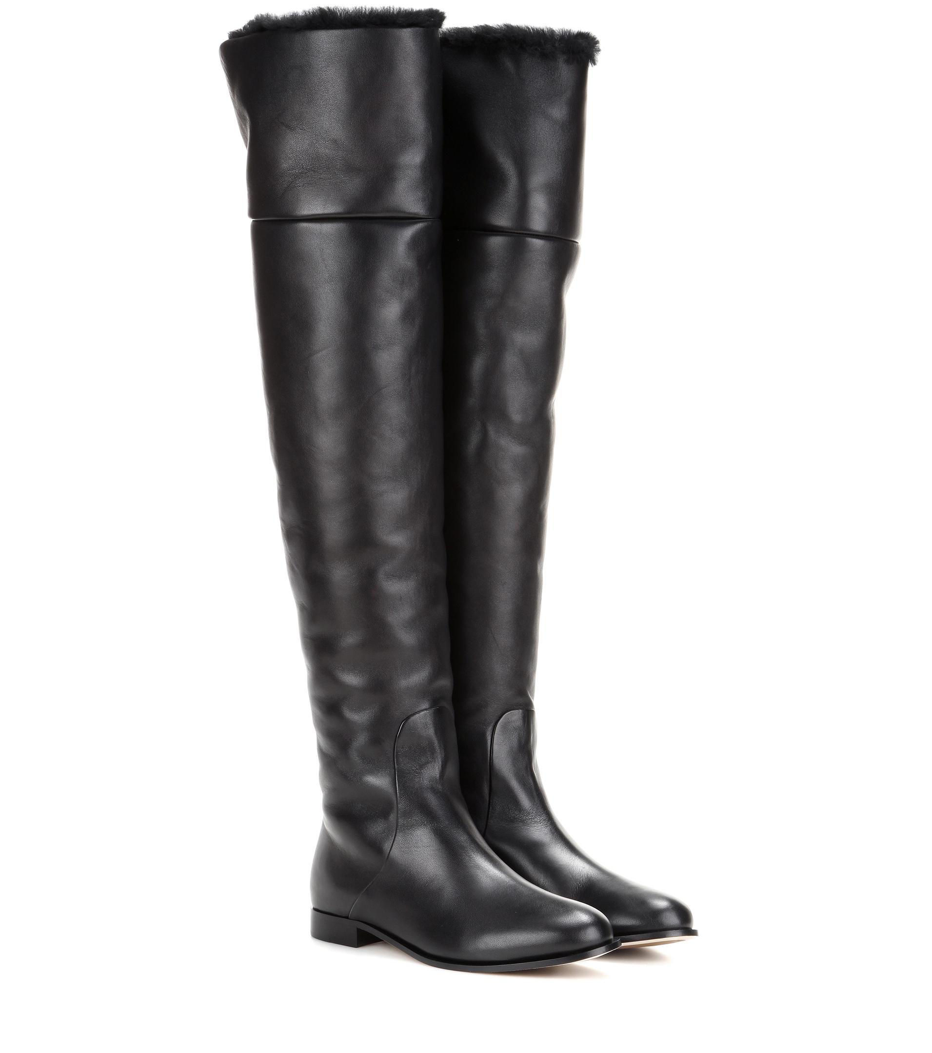 Lyst - Jimmy Choo Marshall Flat Leather Over-the-knee Boots in Black