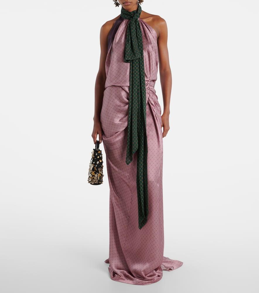 SALE！【DRIES VAN NOTEN】シルクブレンドギャザーミディドレス Women's Dresses | Dries Van Noten