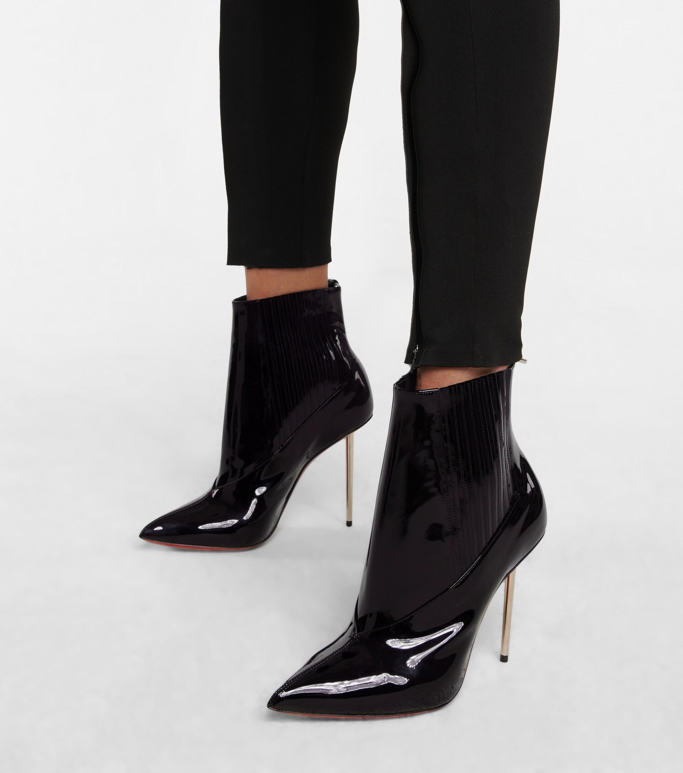 Christian Louboutin Epic 100 Patent Leather Ankle Boots in Black 