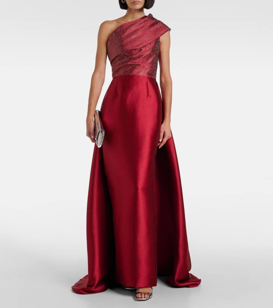 Solace London Alba Embellished Draped Satin Gown in Red Lyst UK