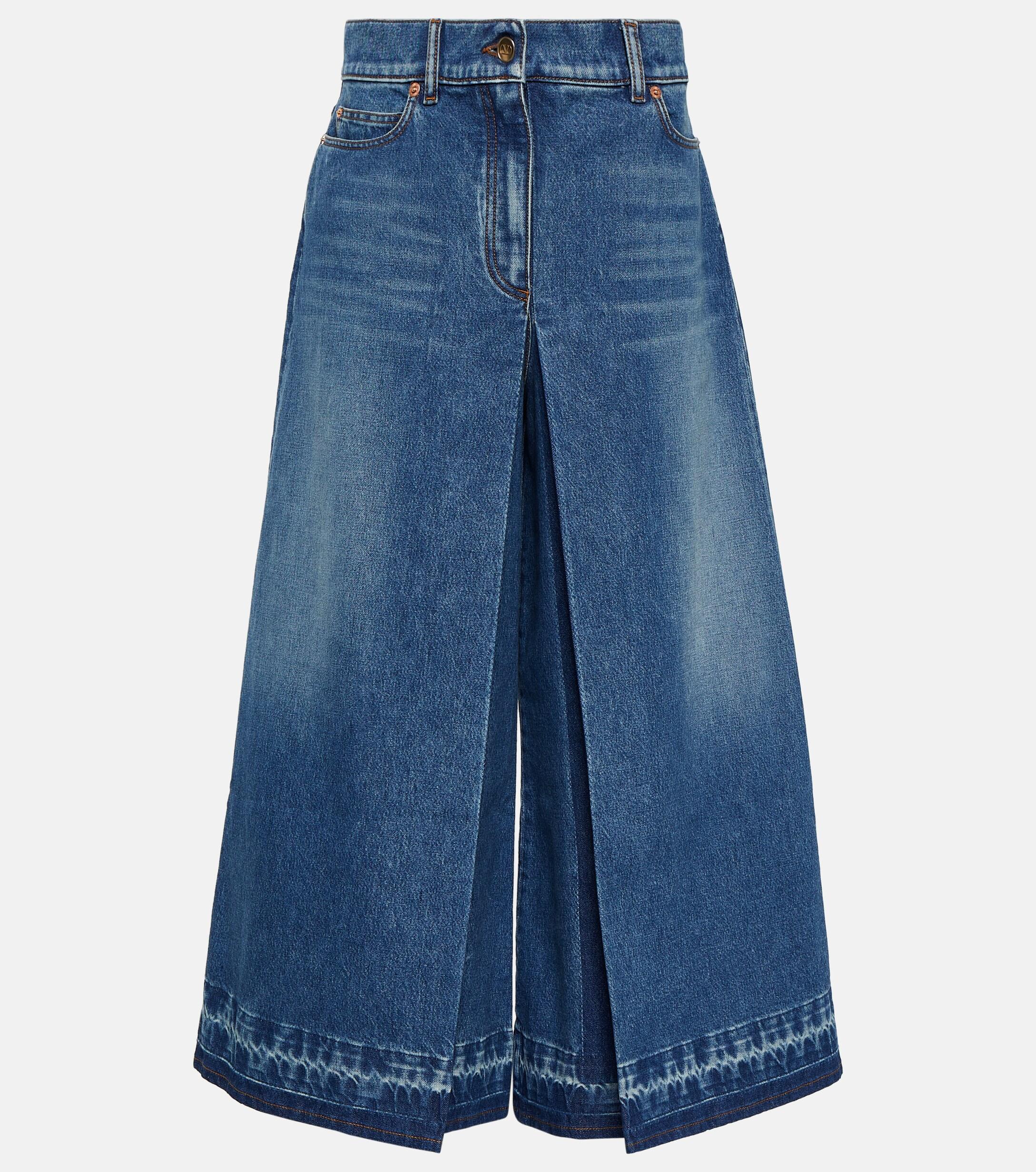 Residential Land Jupe Culotte Denim Valentino Wide-leg Denim