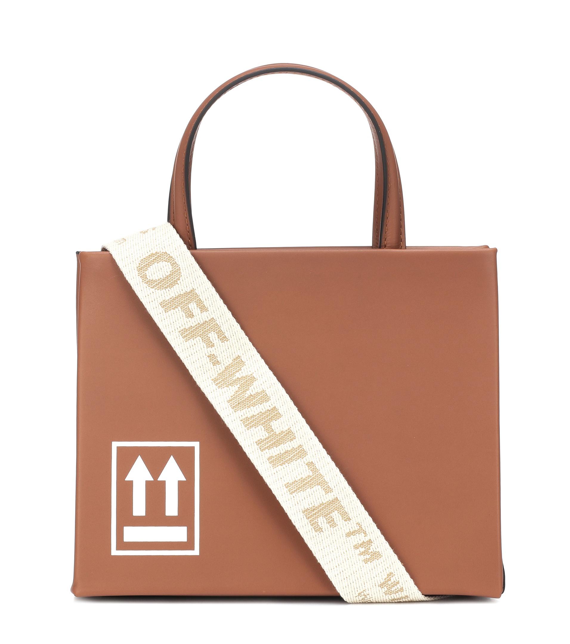 Off-White c/o Virgil Abloh Mini Box Leather Shoulder Bag in Brown