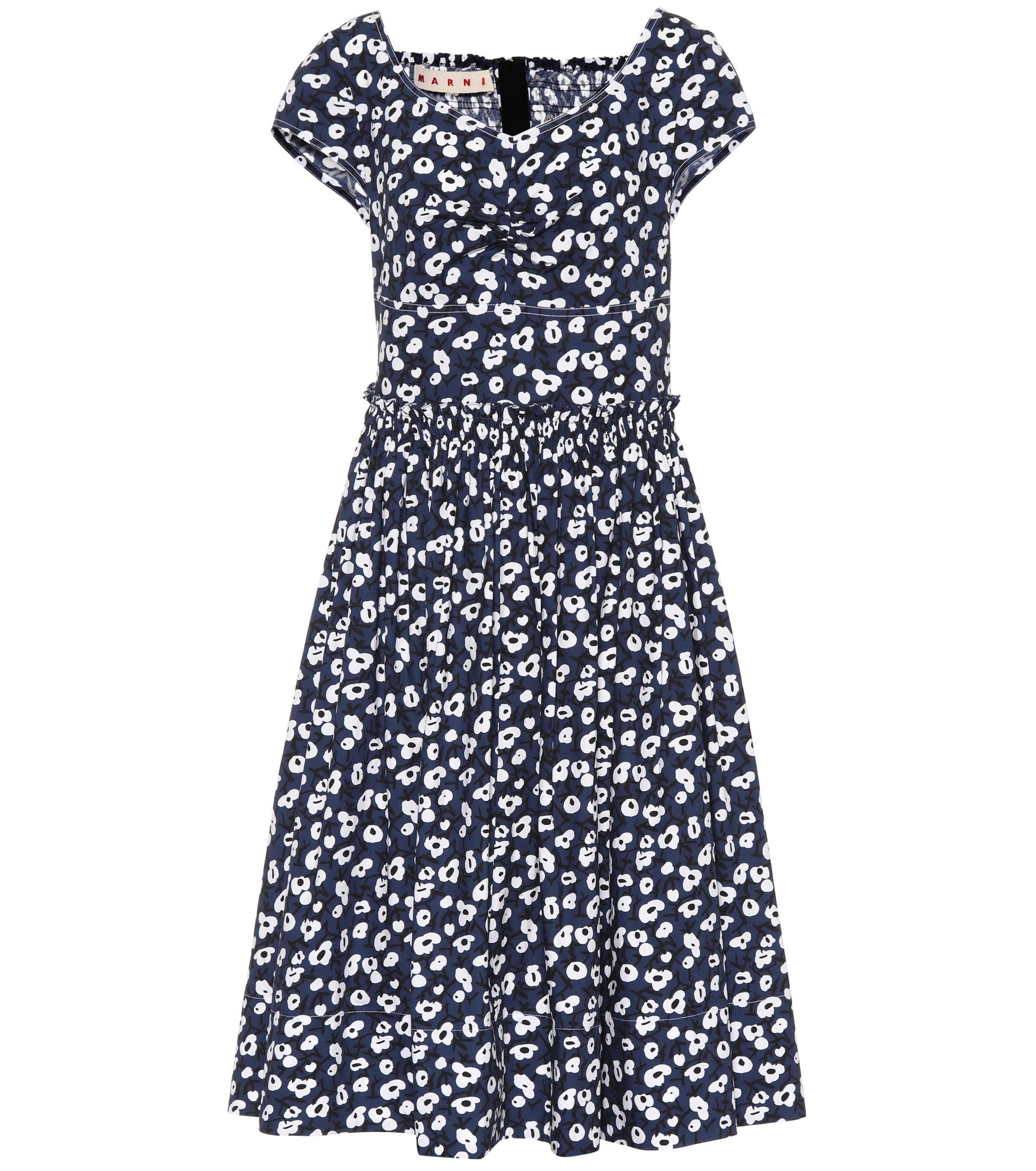 Marni Floral-printed Cotton Dress in Blue - Lyst