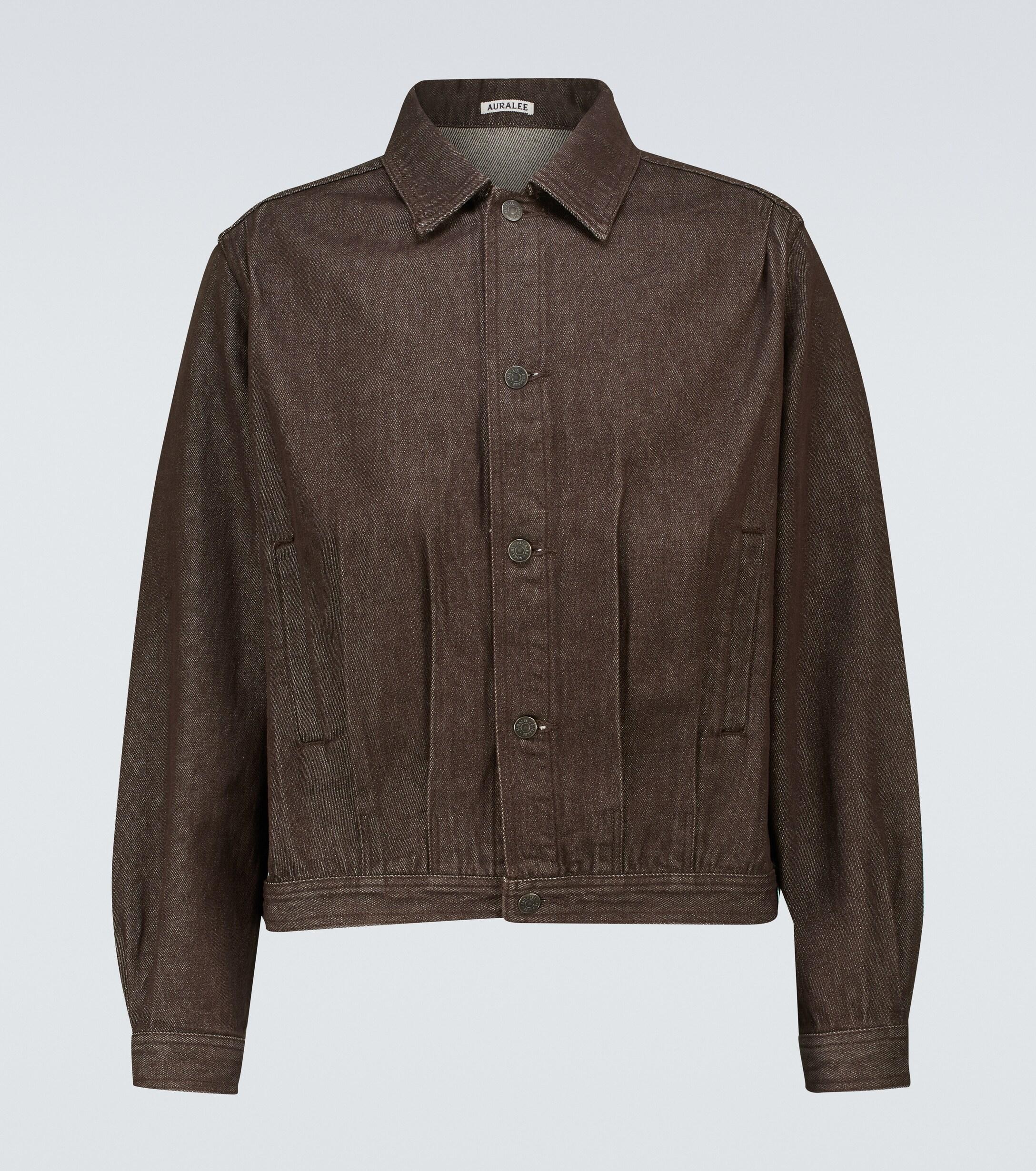 AURALEE Cotton Hard Twist Denim Blouson Jacket in Brown for Men - Lyst