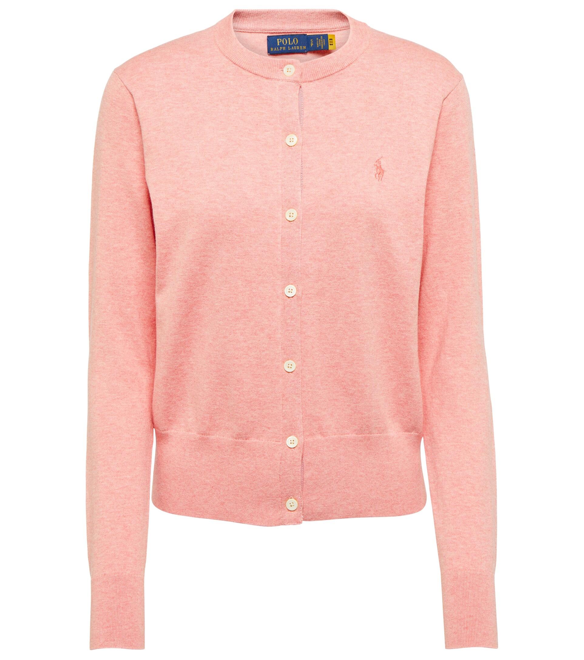 Polo Ralph Lauren Cotton-blend Cardigan in Pink | Lyst
