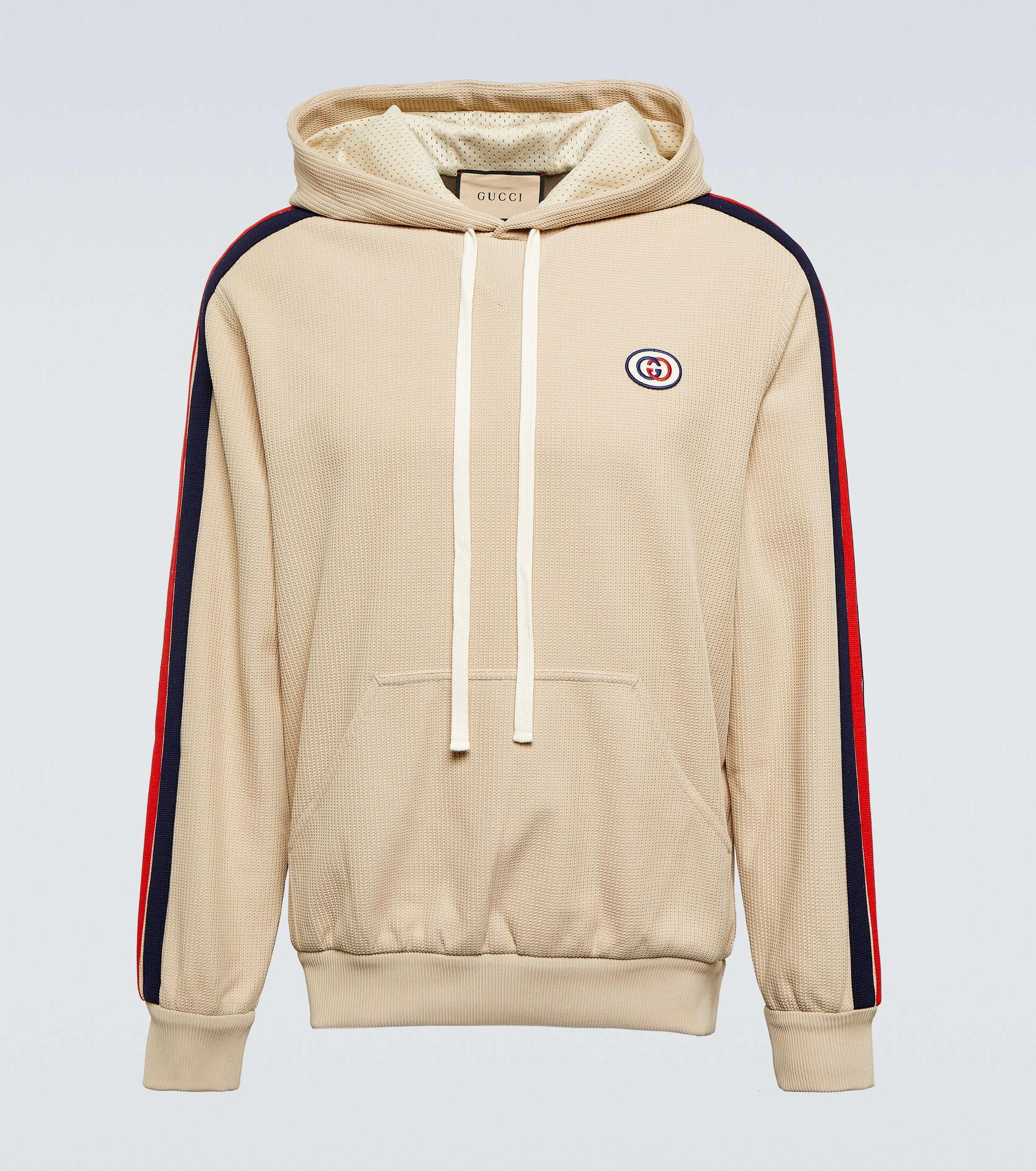 Gucci GG Embroidered Hoodie in Natural for Men | Lyst
