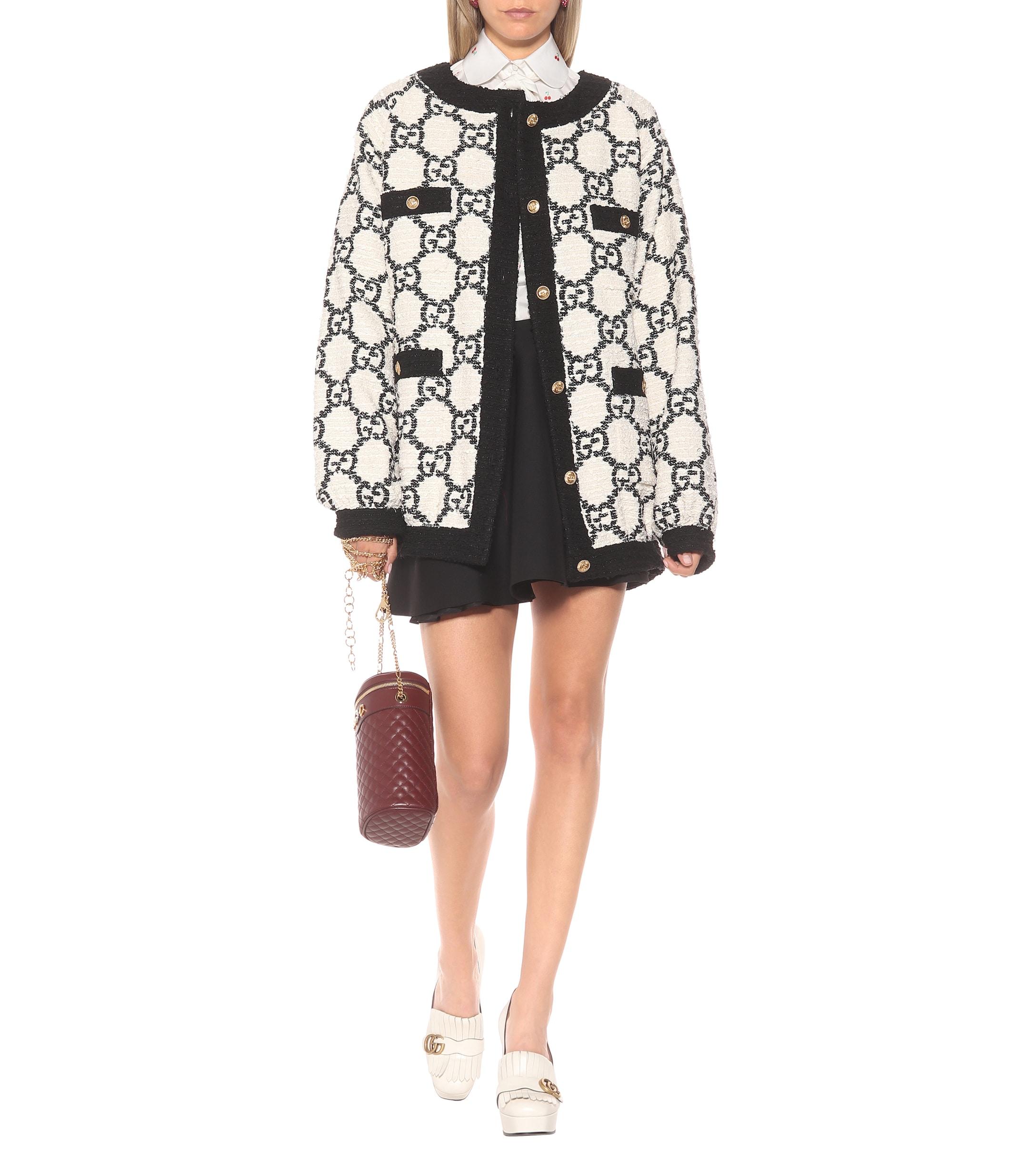 gucci oversized tweed bomber jacket