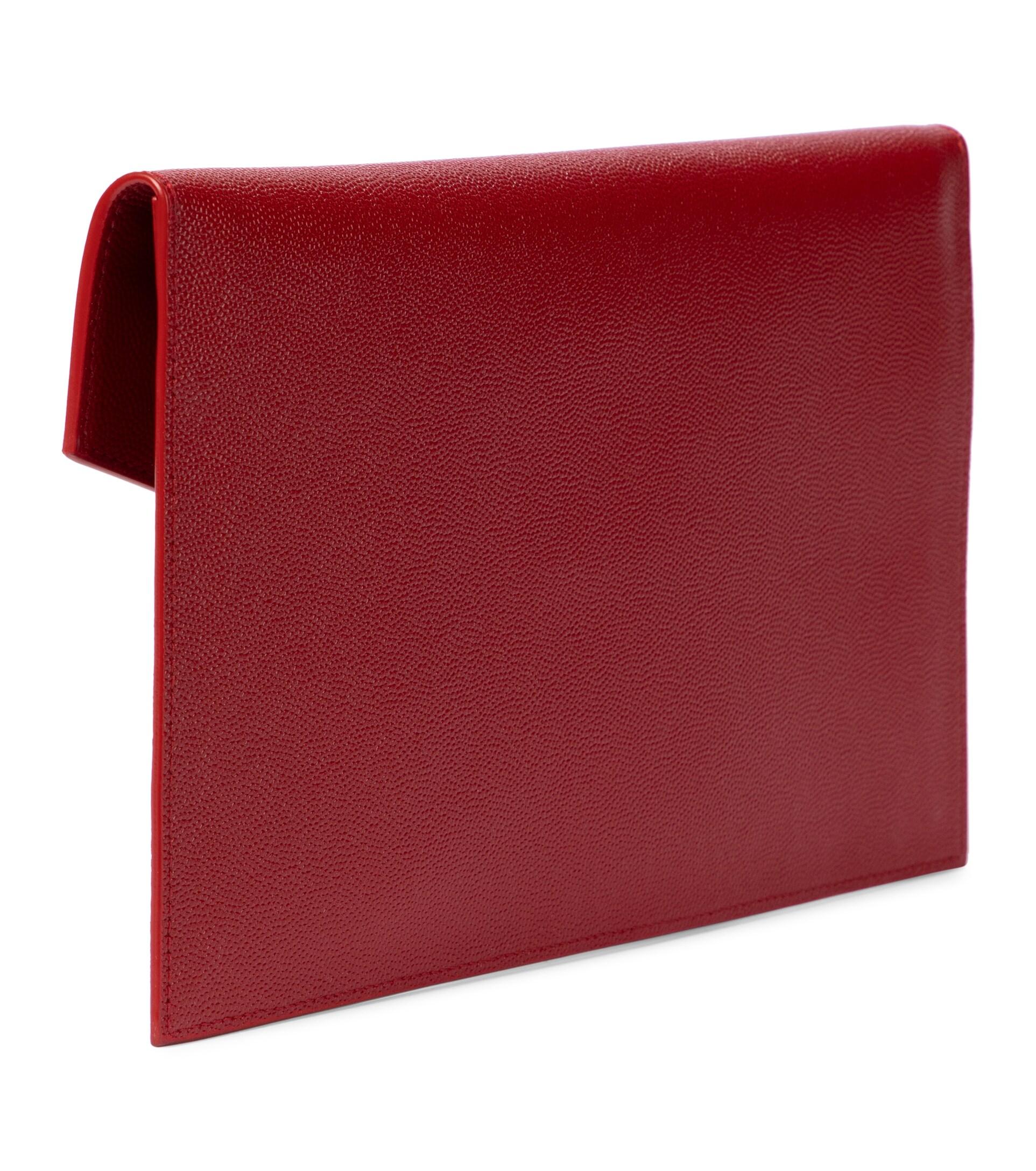 Uptown leather clutch bag Saint Laurent Red in Leather - 27465763
