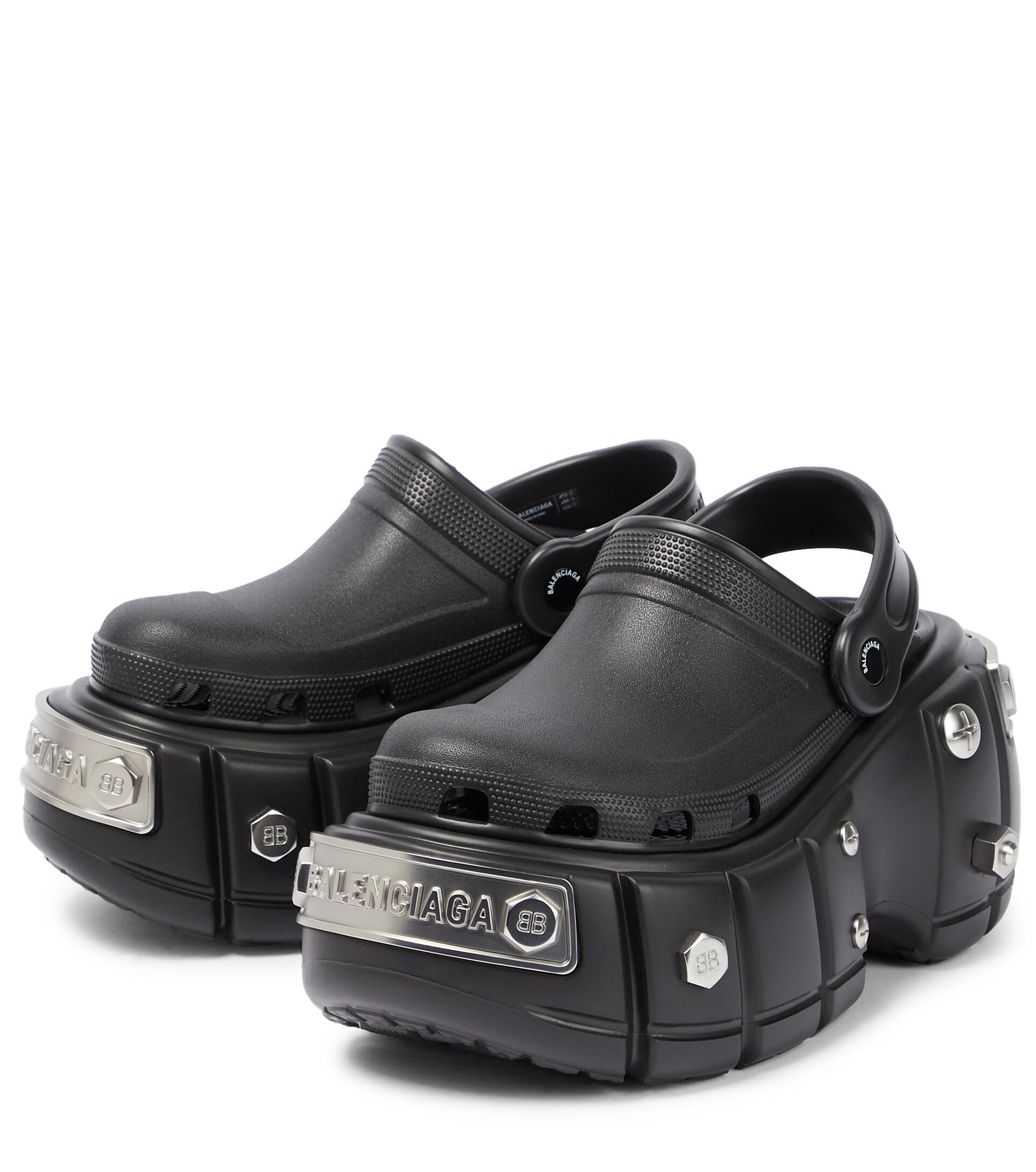 Balenciaga X Crocs Embellished Platform Clogs in Black | Lyst