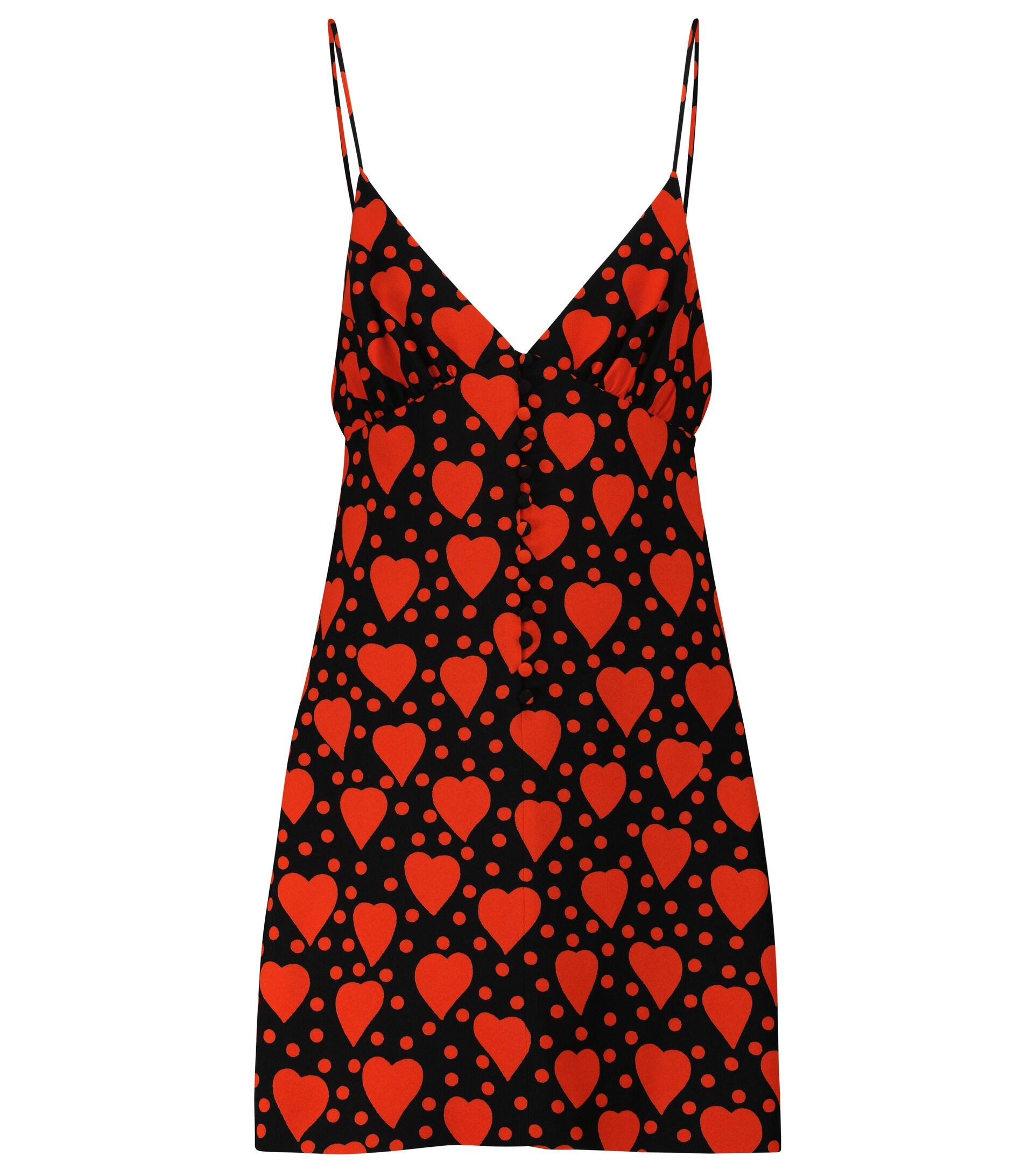 Saint Laurent Heart Print Mini Dress Red And Black | Lyst