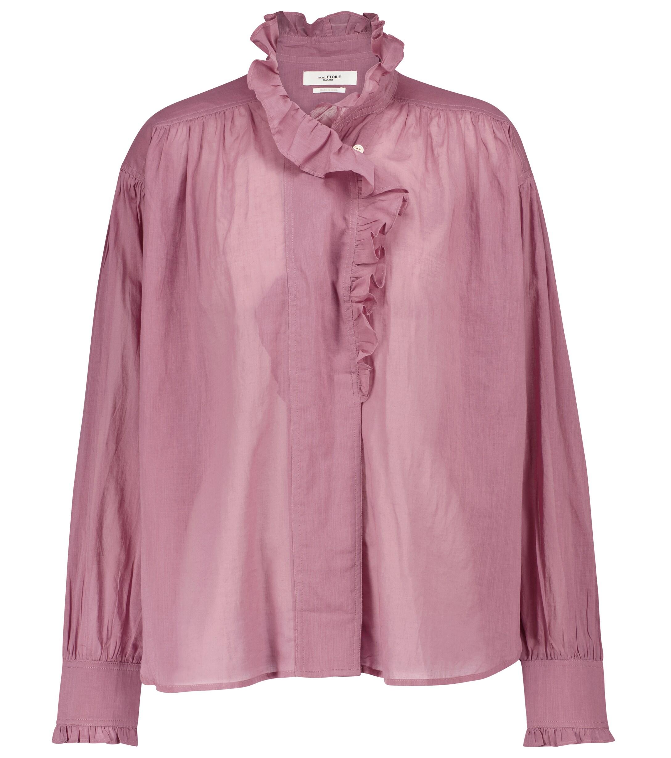 Étoile Isabel Marant Pamias Ruffled Cotton Blouse in Pink (Blue) | Lyst