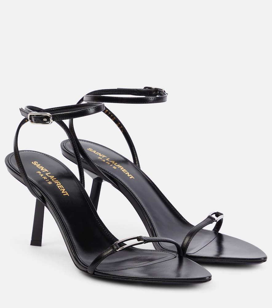 美シルエット【SAINT LAURENT】75mm Kitty レザーサンダル 24SS Saint Laurent 75mm Kitty Sandals | Purple | FARFETCH